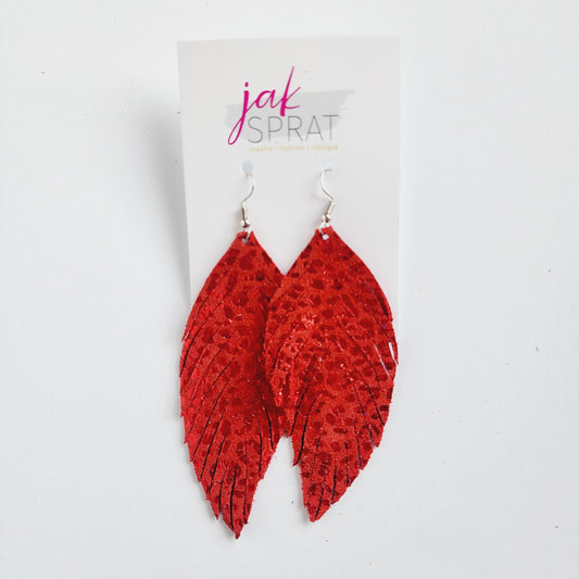 Red, White, & Fab{YOU}lous | Leather Feather Shoulder Dusters 4" | EQ23 #16