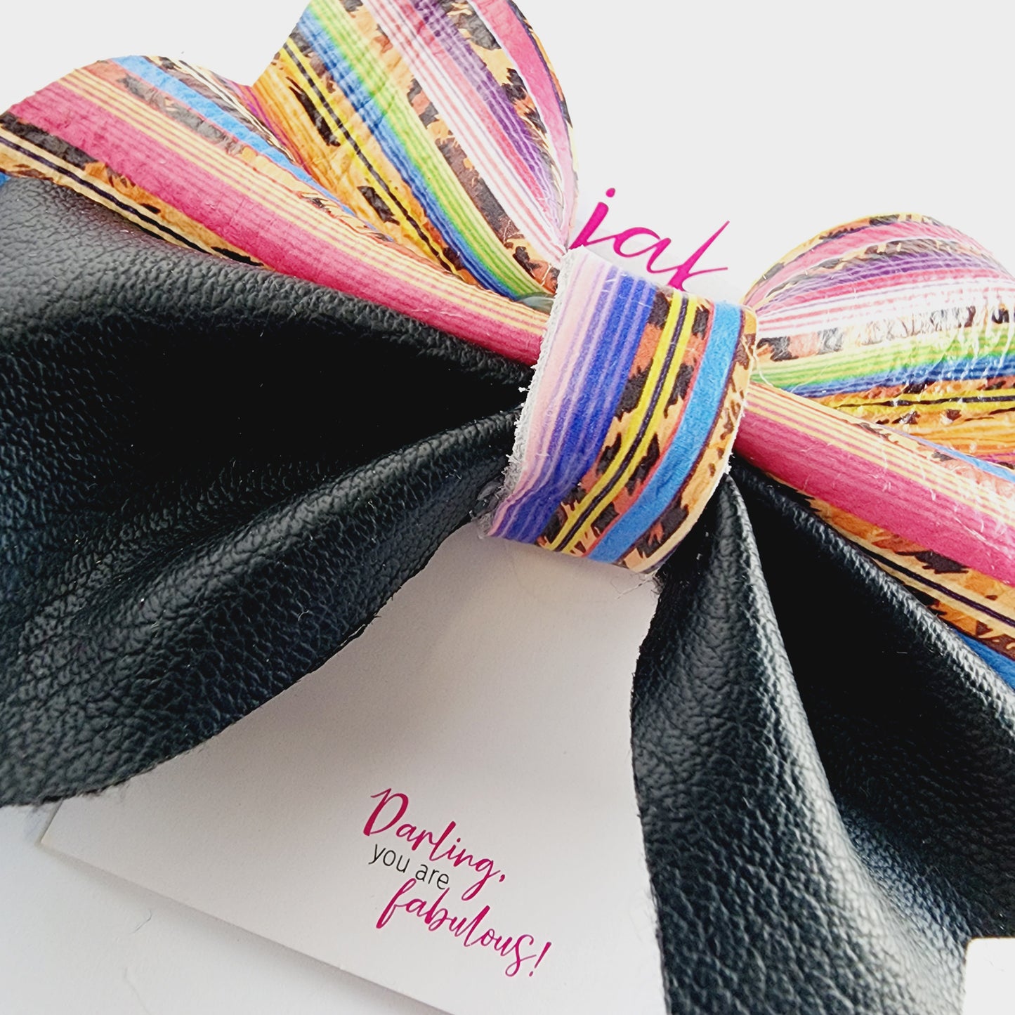 Bow | Black Leather & Rainbowl | KQ22A #8