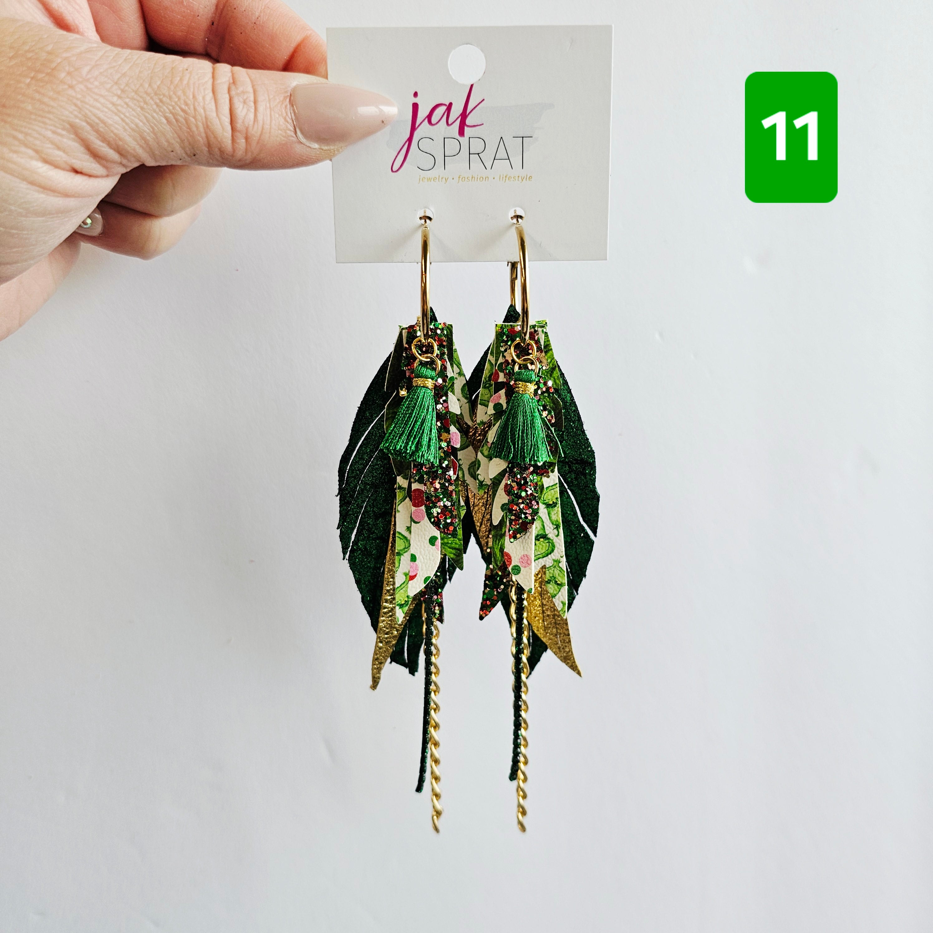 Green & Red (and a sprinkle of PINK!) Grinch- EARRINGS