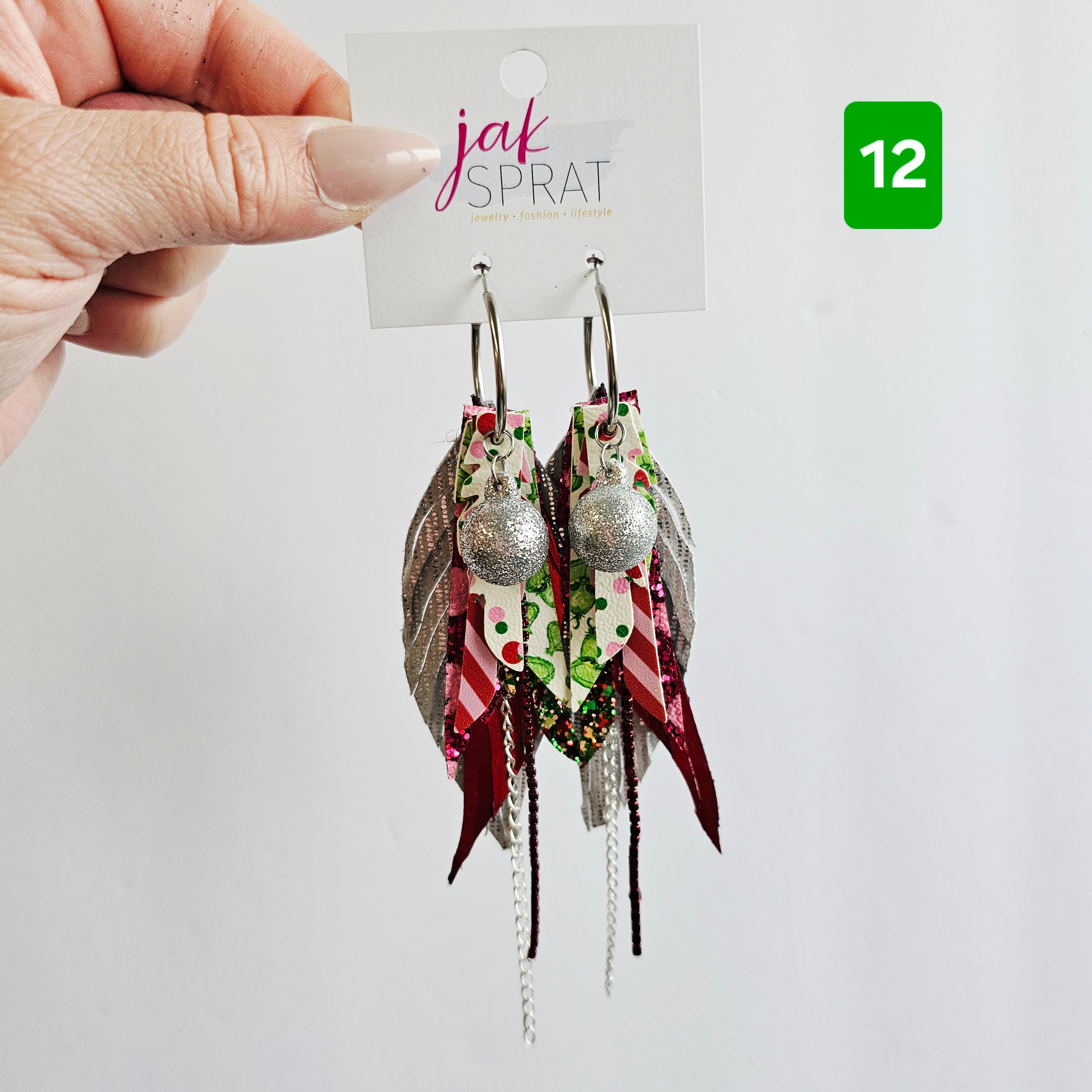 Green & Red (and a sprinkle of PINK!) Grinch- EARRINGS