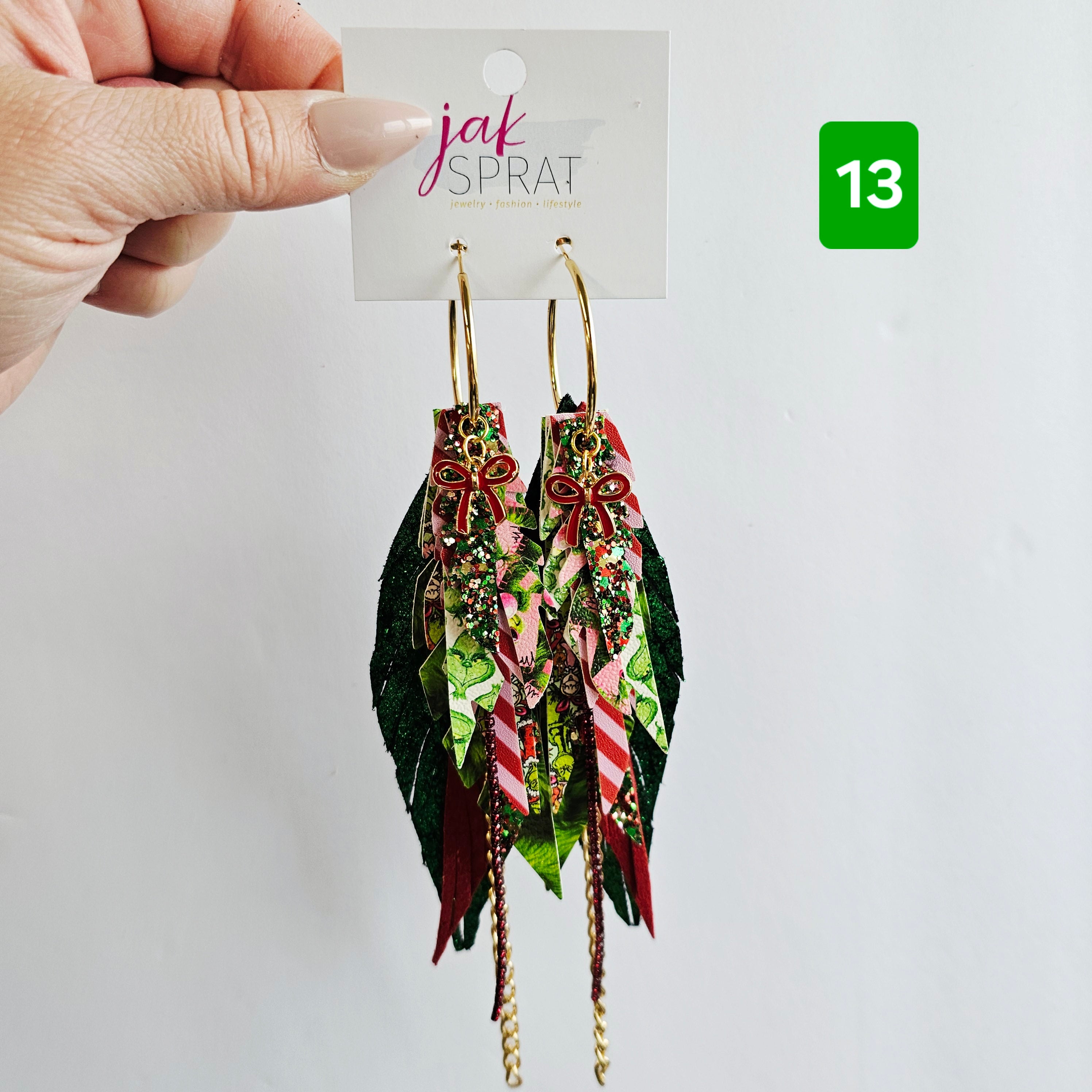 Green & Red (and a sprinkle of PINK!) Grinch- EARRINGS
