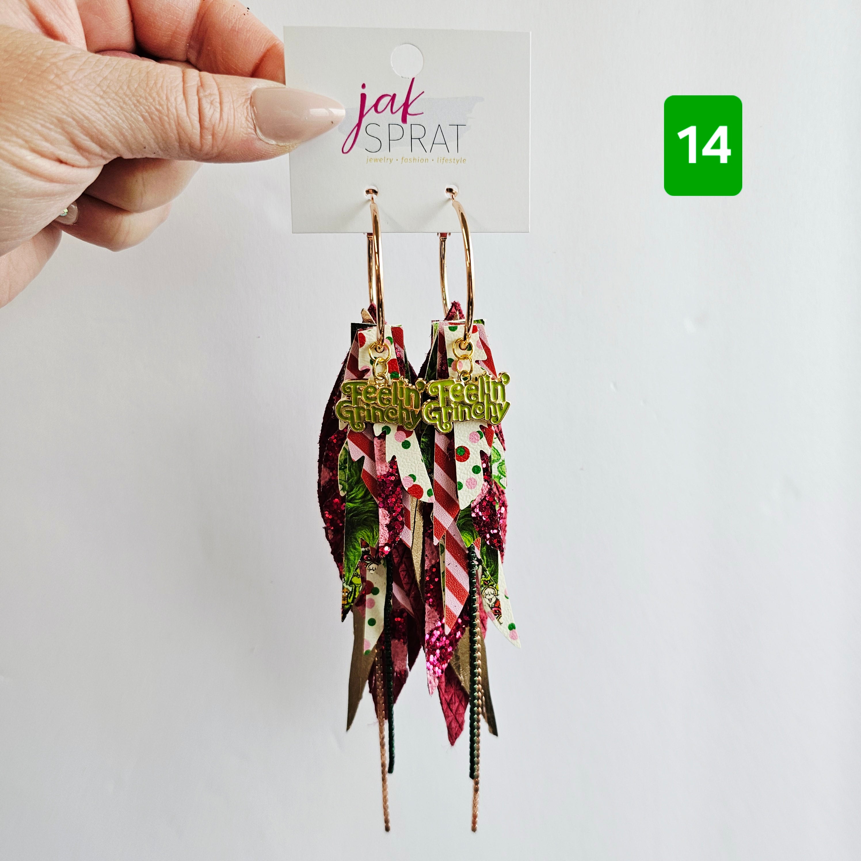 Green & Red (and a sprinkle of PINK!) Grinch- EARRINGS