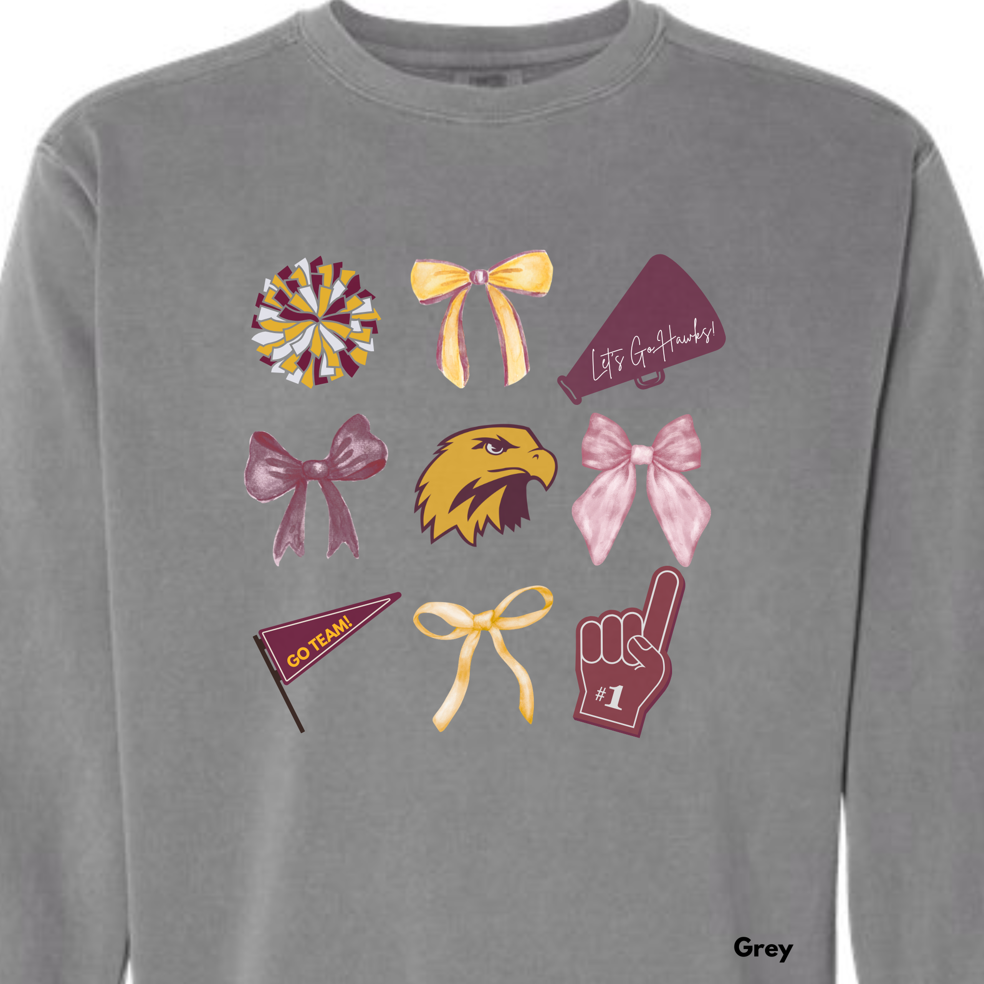 *** PRE-ORDER *** Hawks Bows & (Foot)Balls & Go Team ADULT SWEATSHIRTS