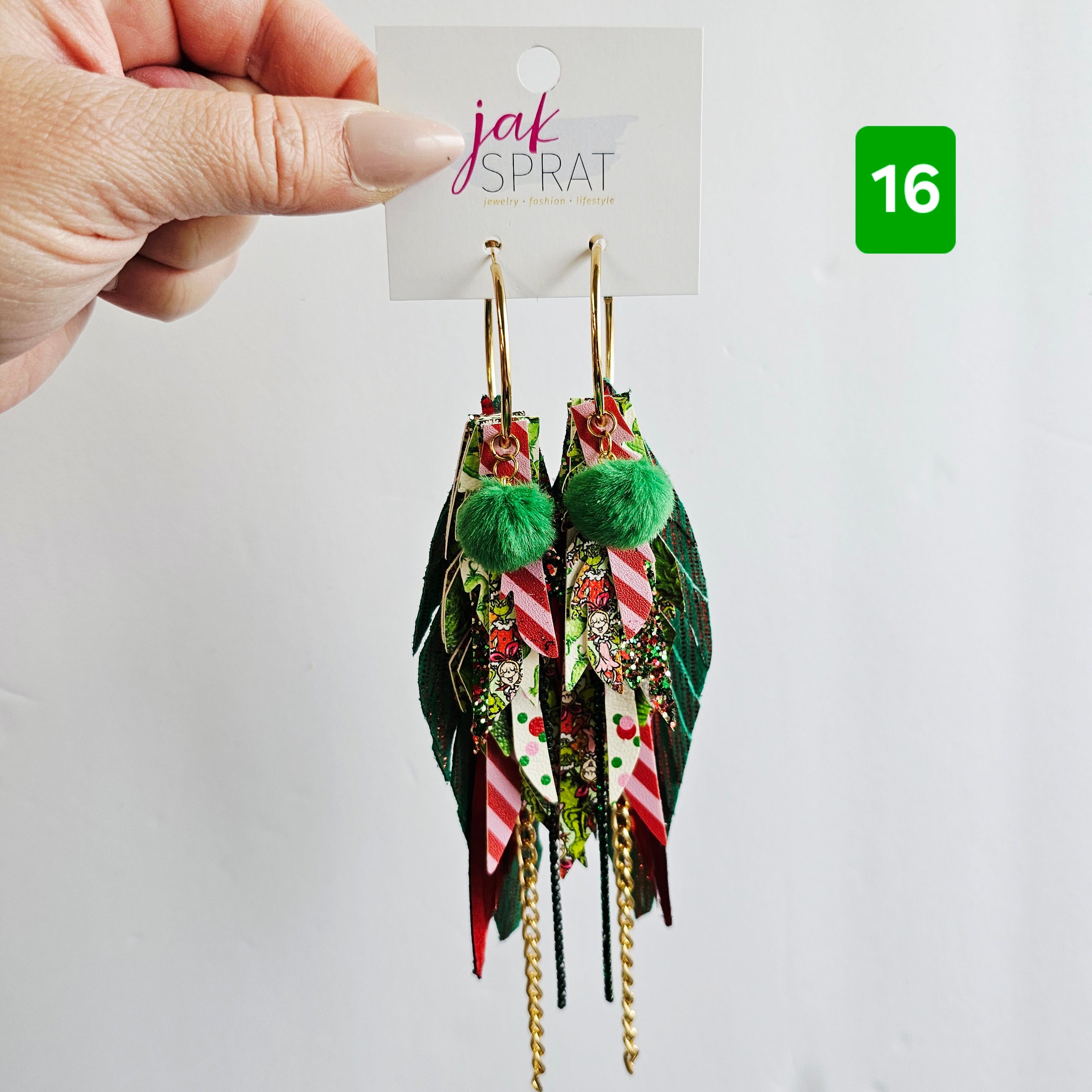 Green & Red (and a sprinkle of PINK!) Grinch- EARRINGS