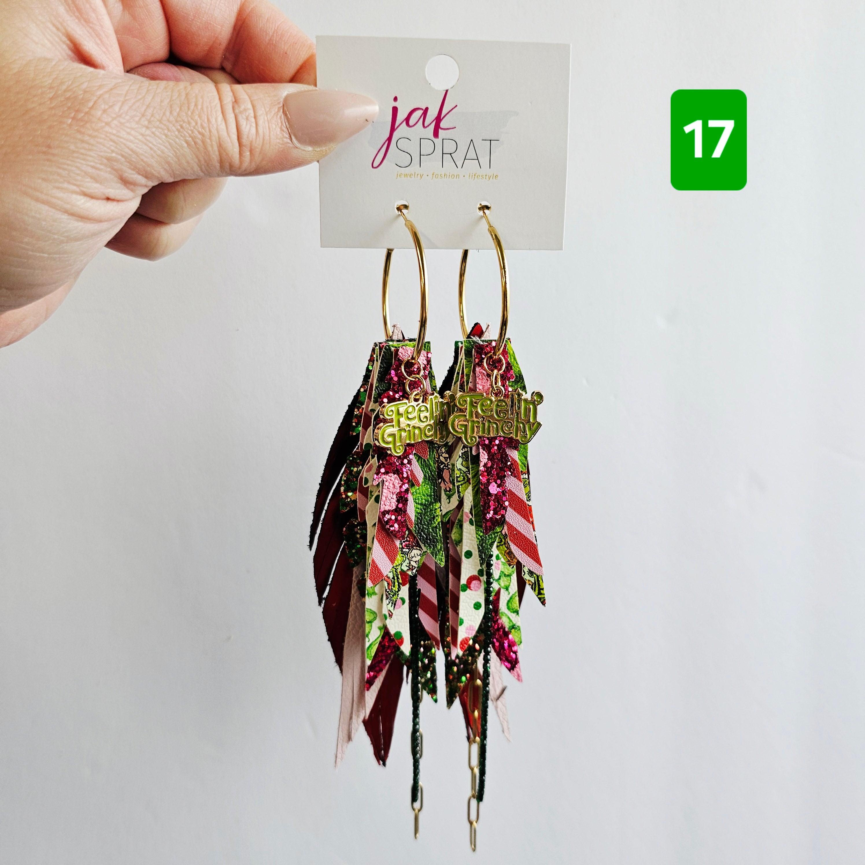 Green & Red (and a sprinkle of PINK!) Grinch- EARRINGS