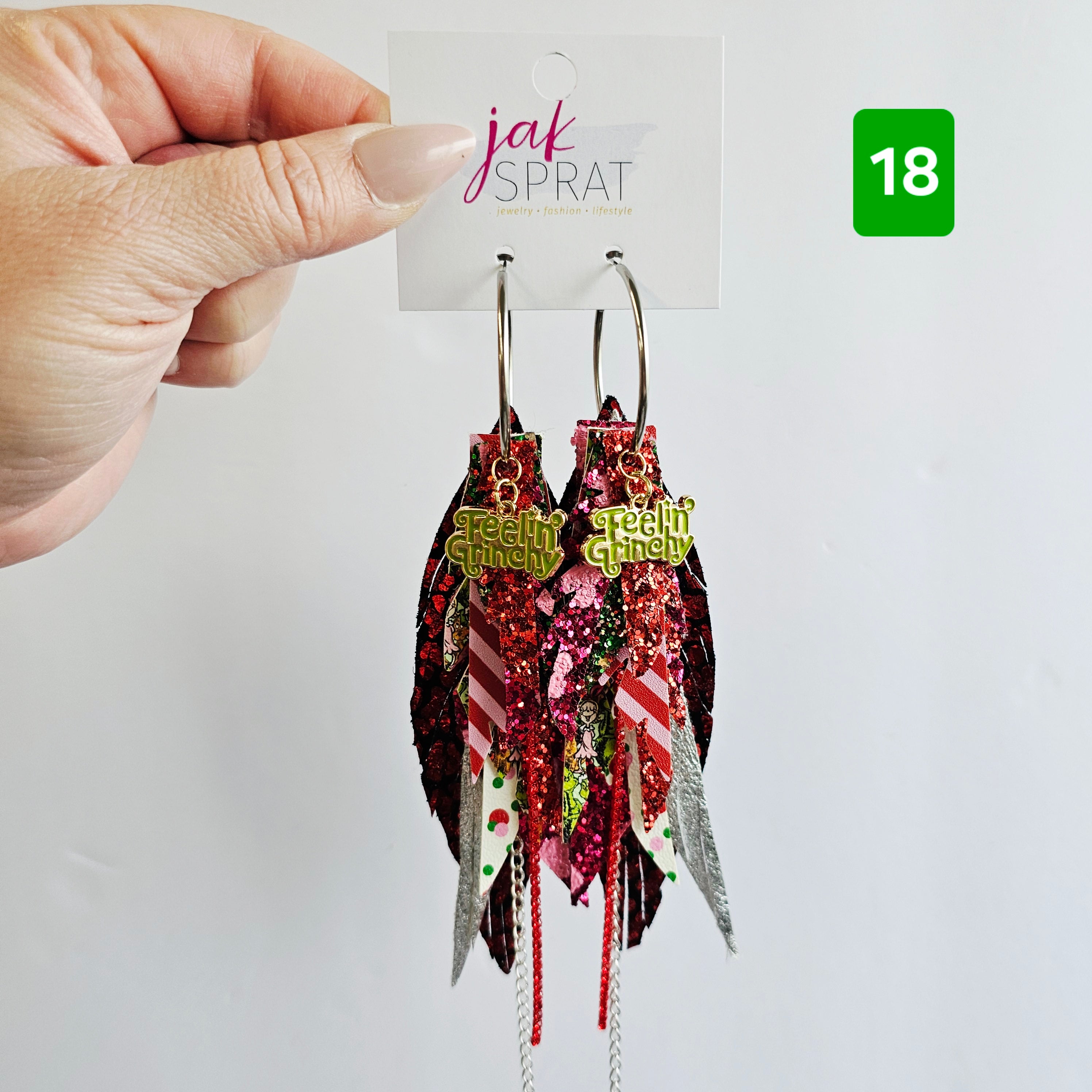 Green & Red (and a sprinkle of PINK!) Grinch- EARRINGS