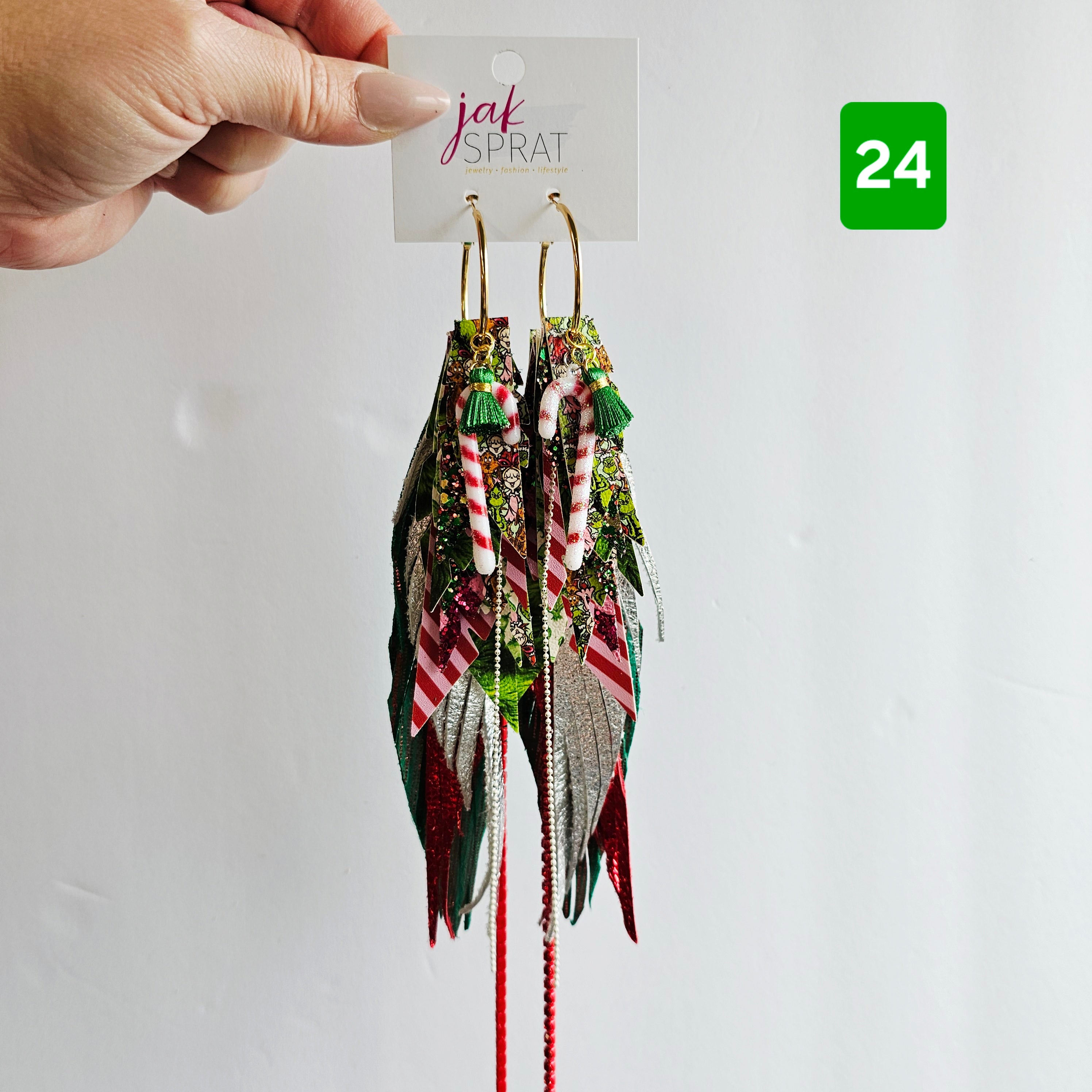 Green & Red (and a sprinkle of PINK!) Grinch- EARRINGS