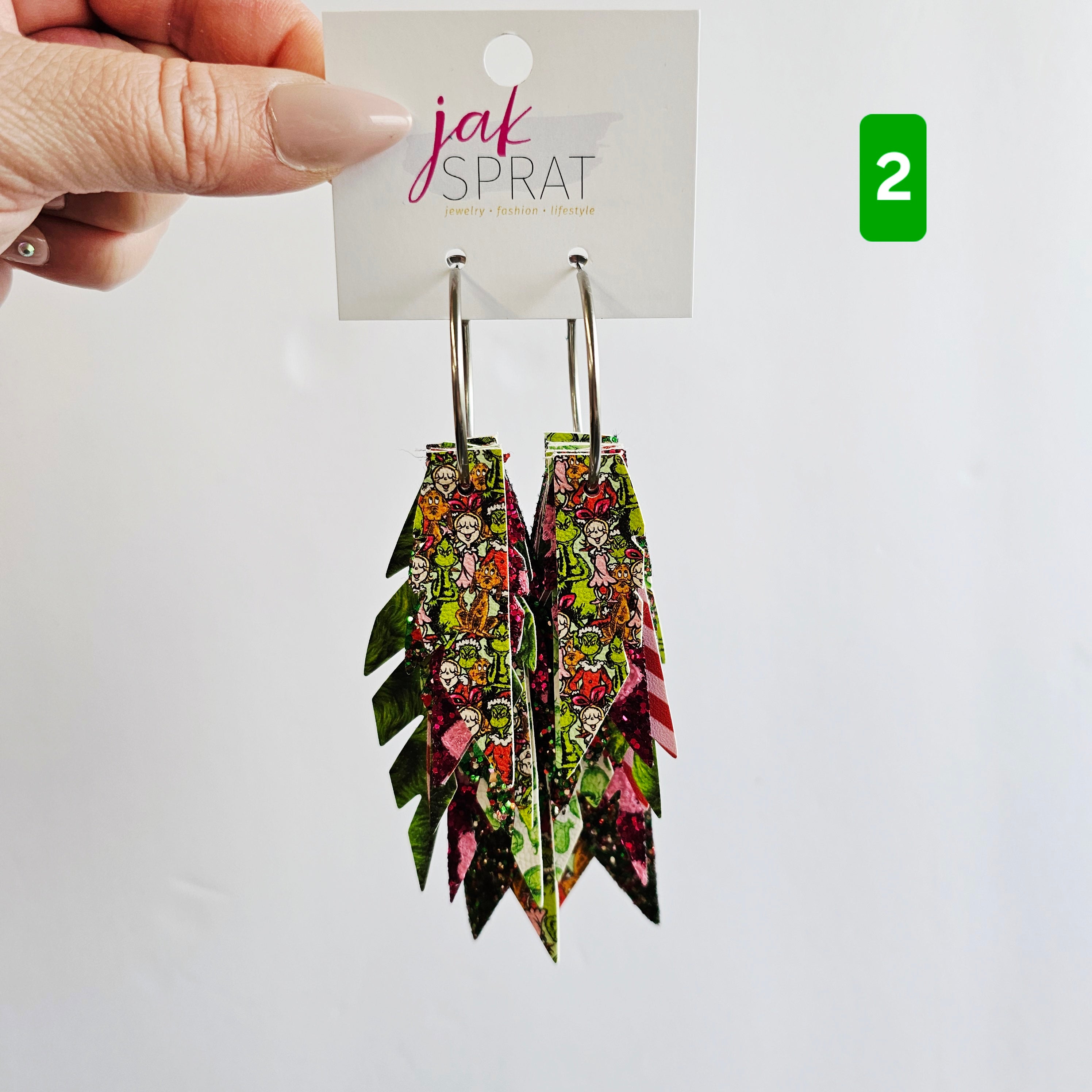 Green & Red (and a sprinkle of PINK!) Grinch- EARRINGS
