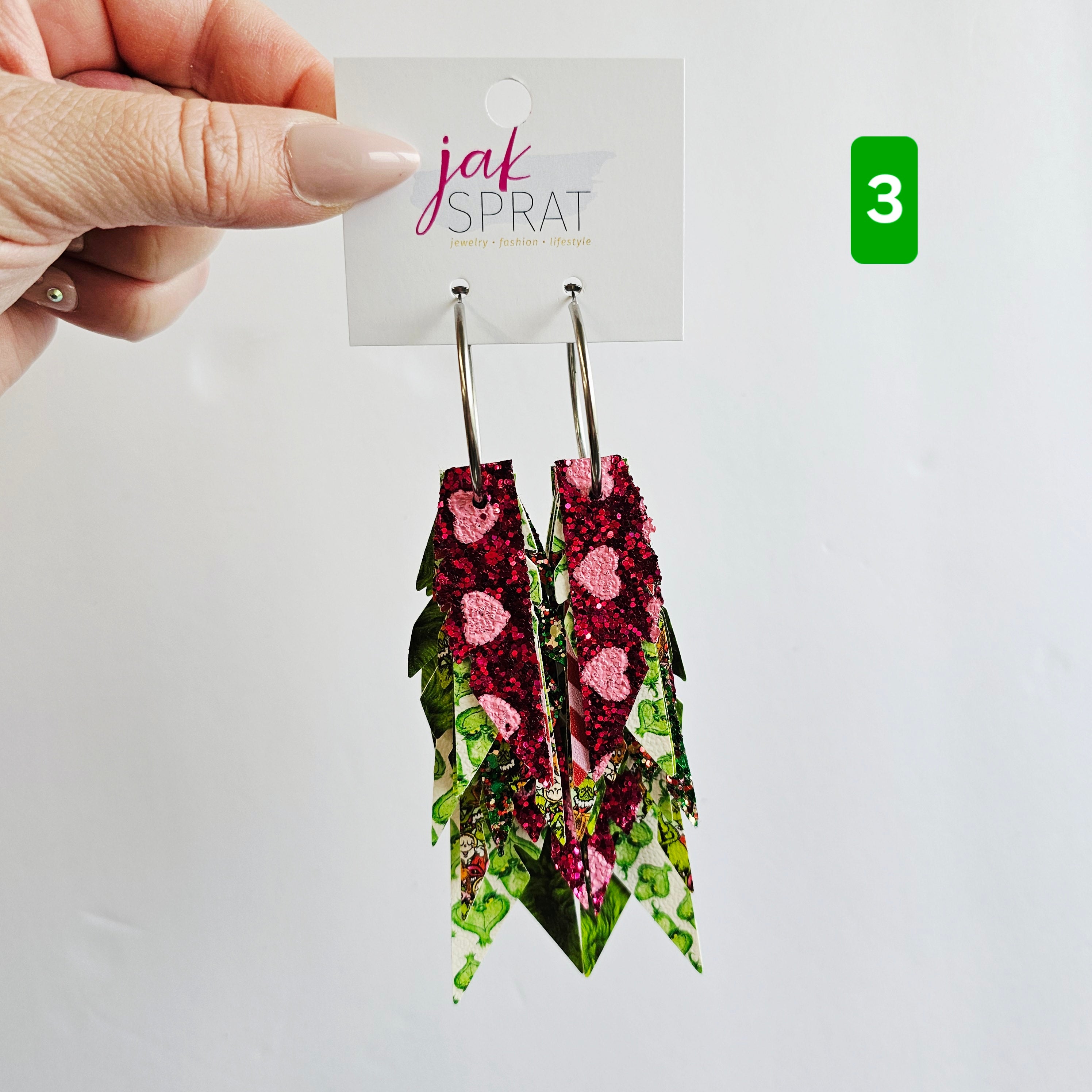 Green & Red (and a sprinkle of PINK!) Grinch- EARRINGS