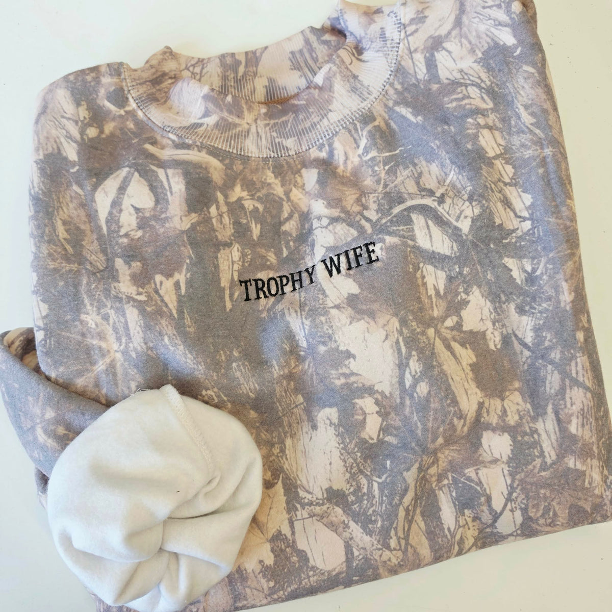 Trophy Wife Camo Mock Neck Sweatshirt