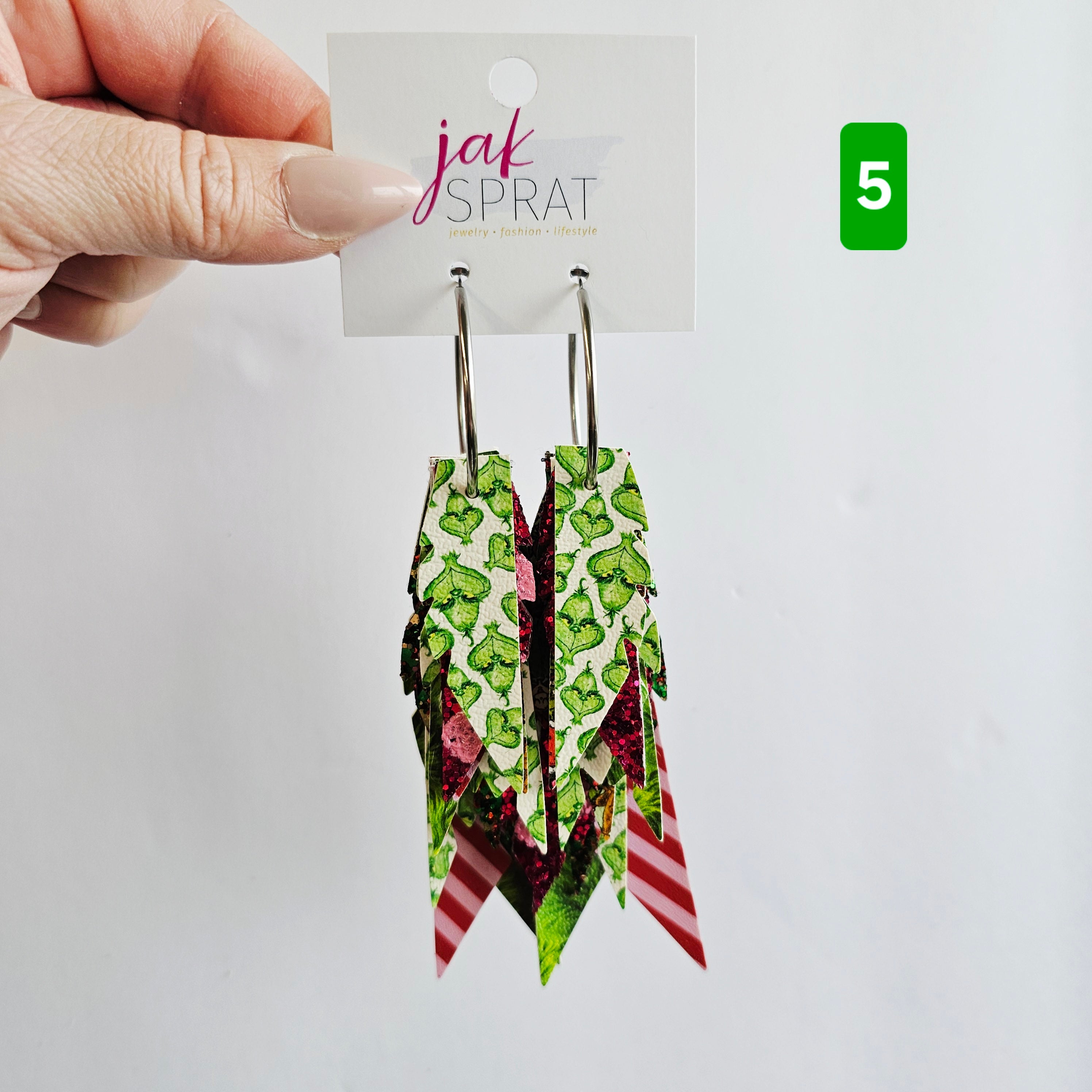 Green & Red (and a sprinkle of PINK!) Grinch- EARRINGS