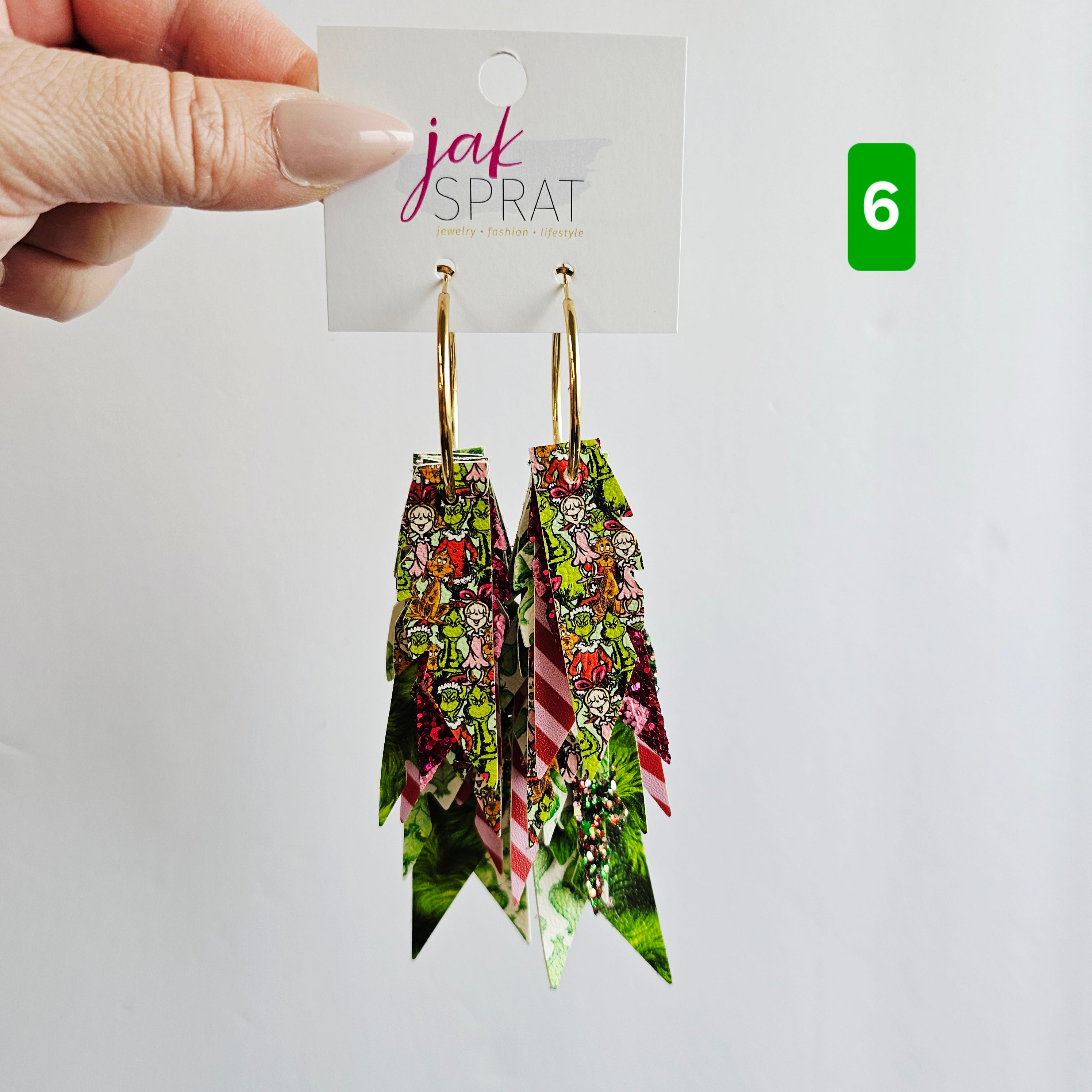 Green & Red (and a sprinkle of PINK!) Grinch- EARRINGS