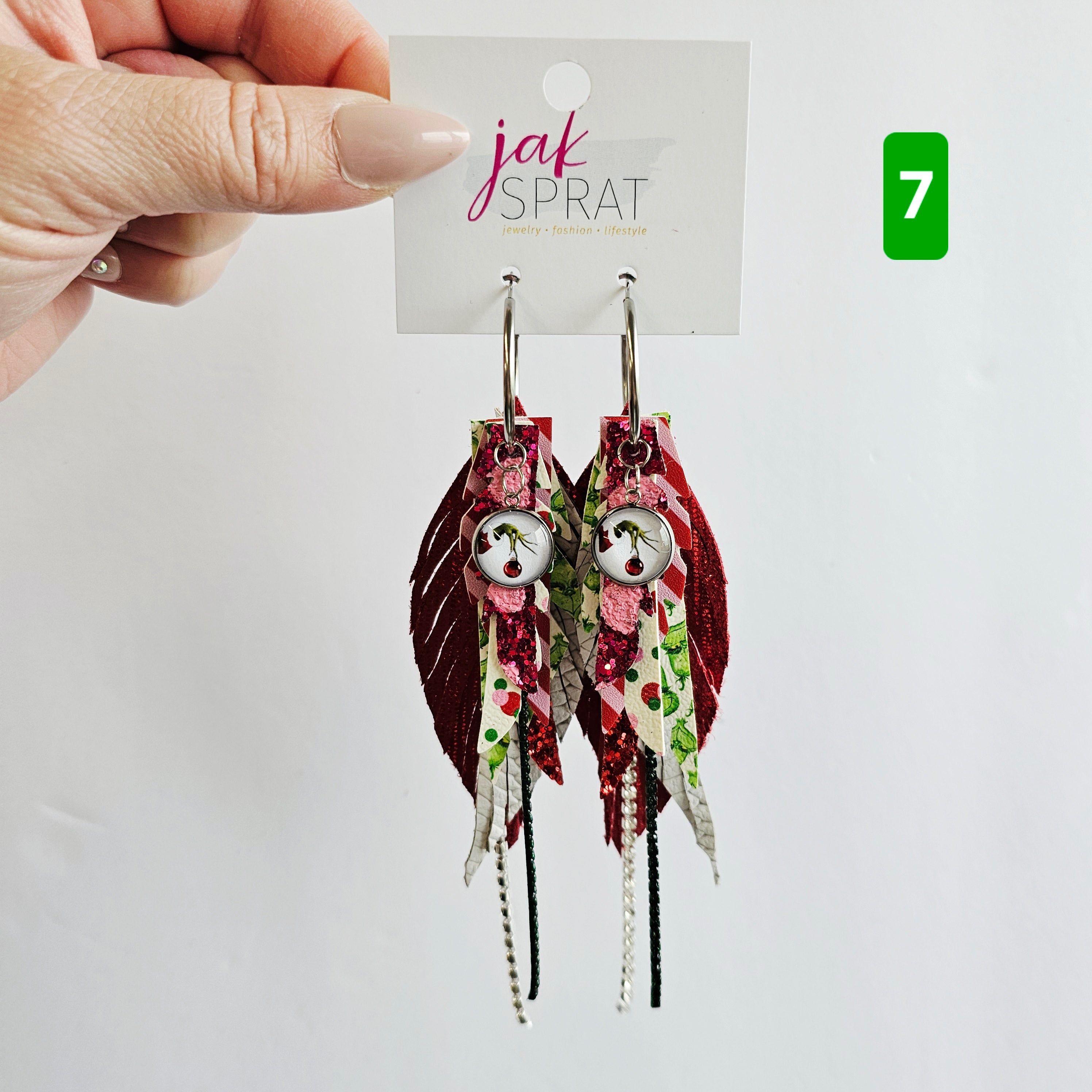 Green & Red (and a sprinkle of PINK!) Grinch- EARRINGS