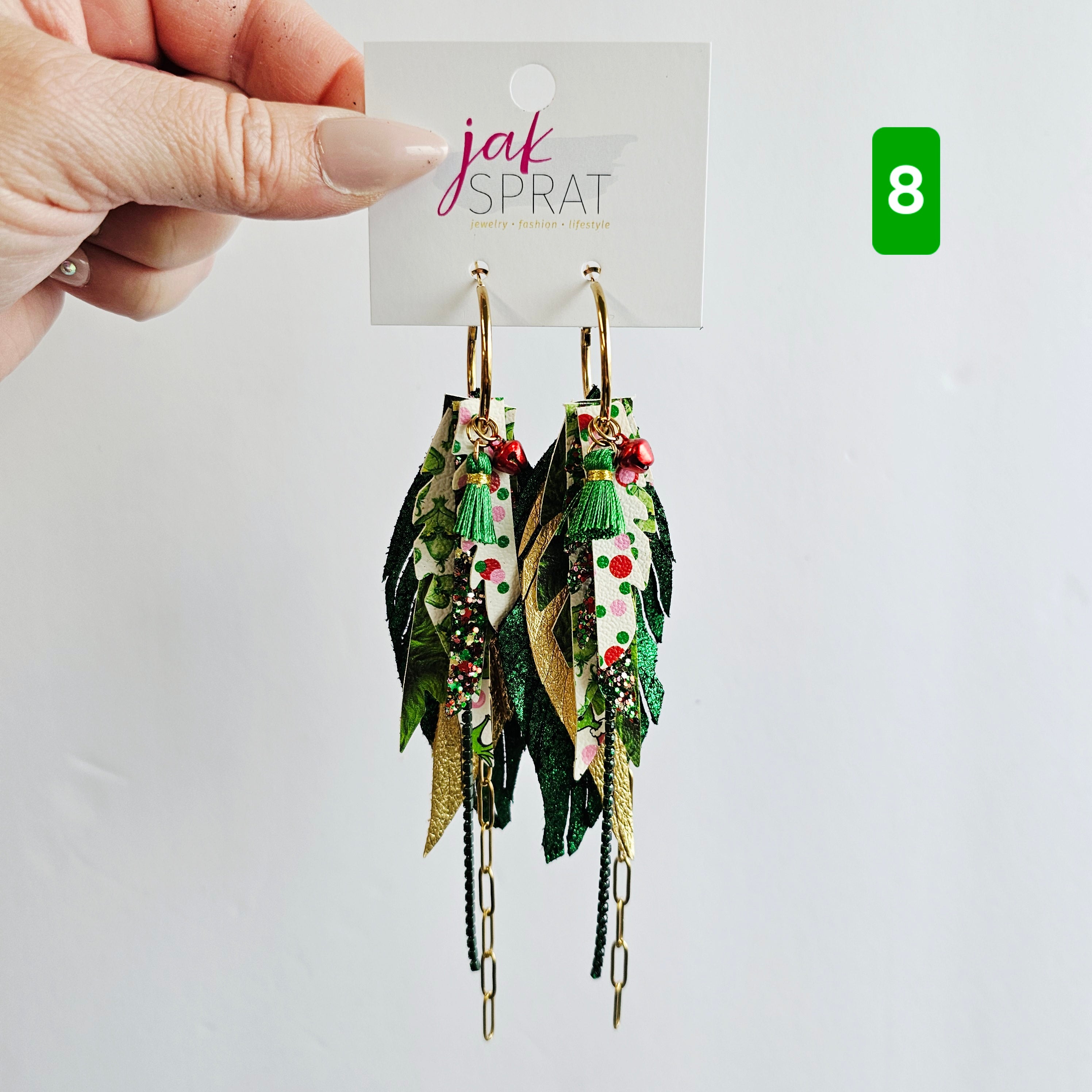 Green & Red (and a sprinkle of PINK!) Grinch- EARRINGS