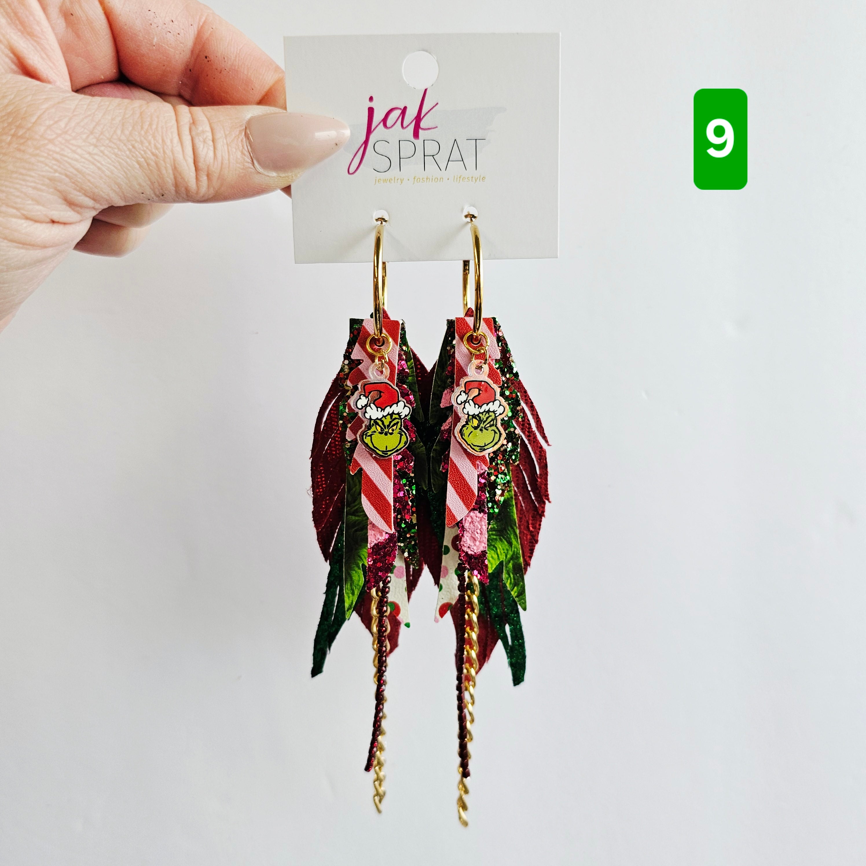Green & Red (and a sprinkle of PINK!) Grinch- EARRINGS