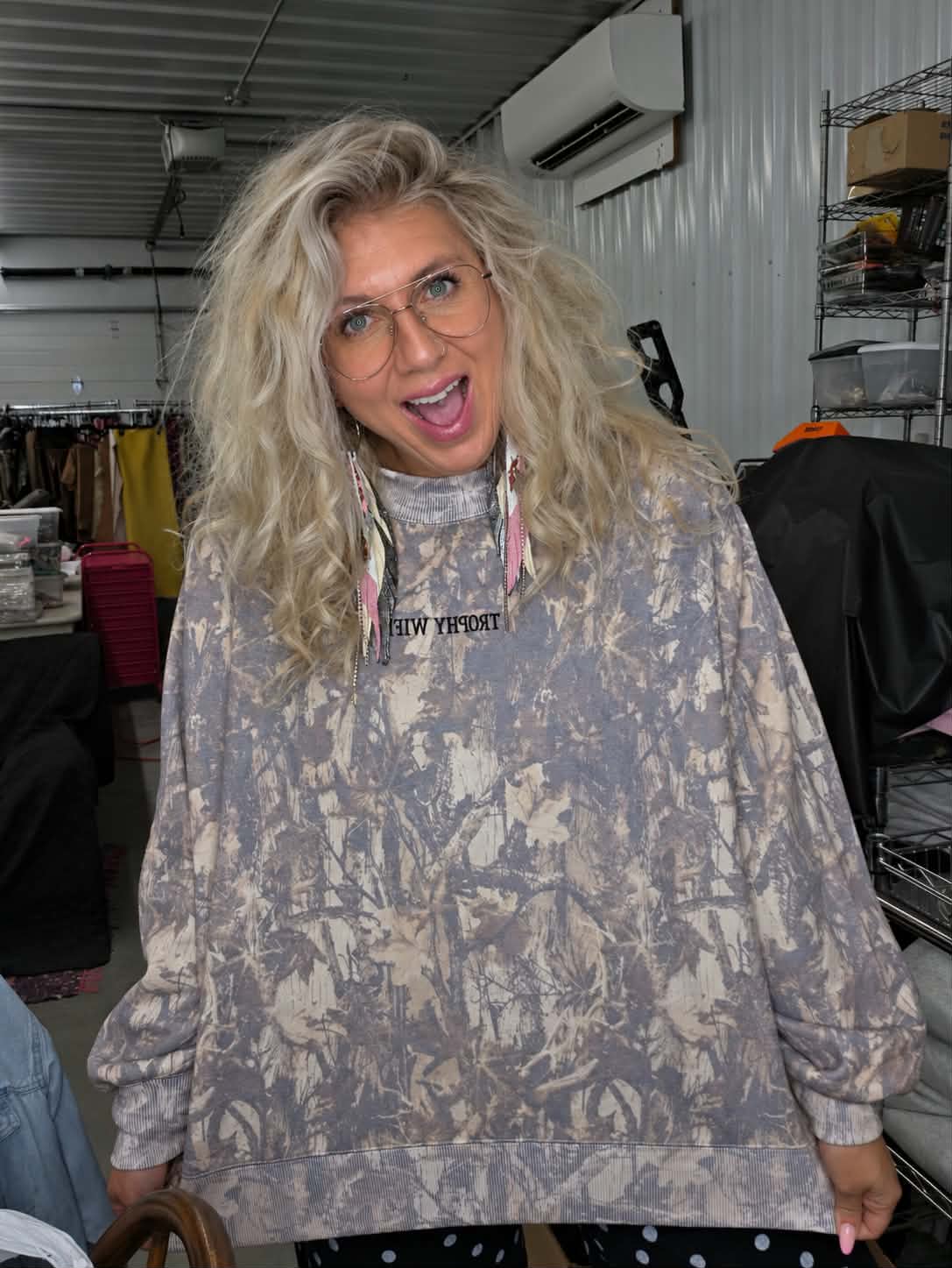 Trophy Wife Camo Mock Neck Sweatshirt