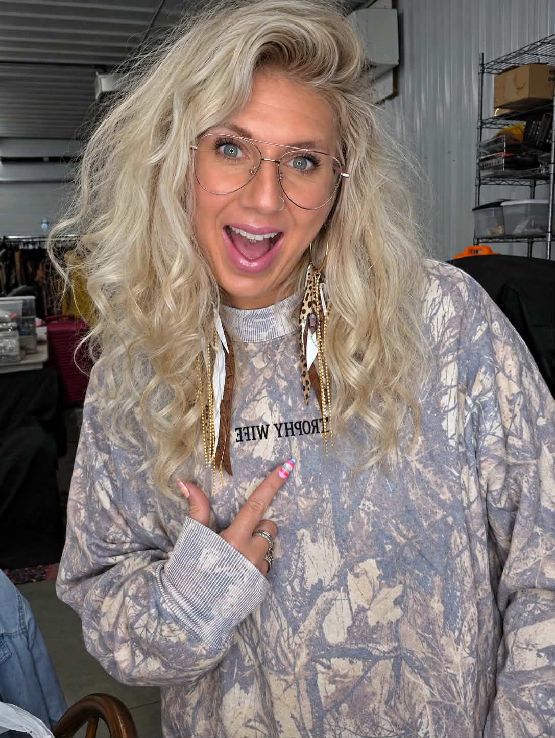 Trophy Wife Camo Mock Neck Sweatshirt