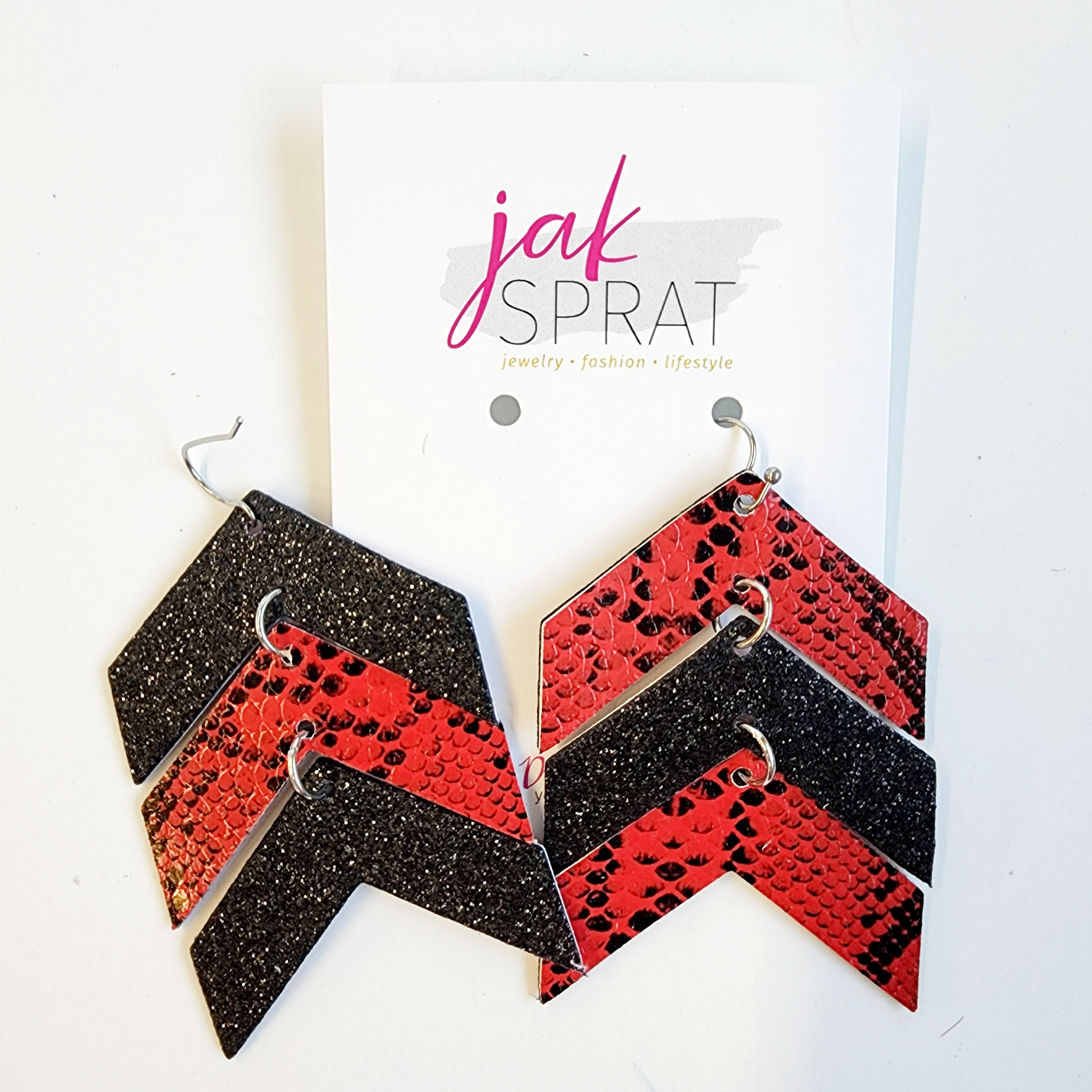 Team Earrings | Red & Black | Chevron Cuties