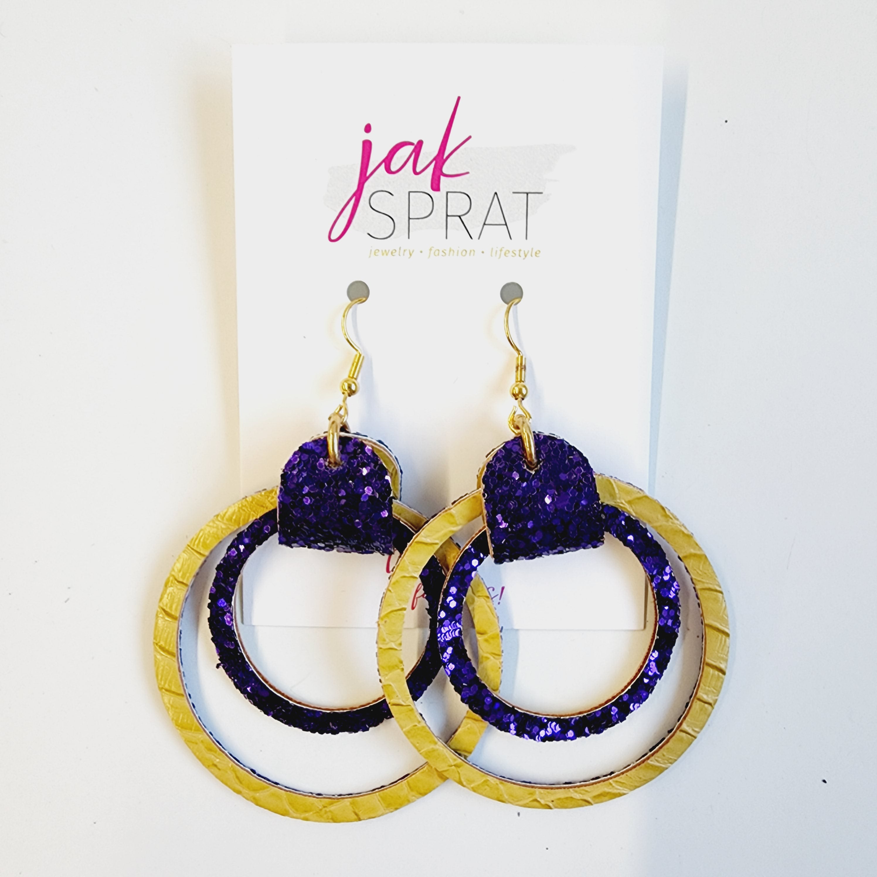 Team Earrings | Purple & Yellow