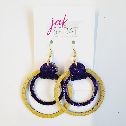 Team Earrings | Purple & Yellow