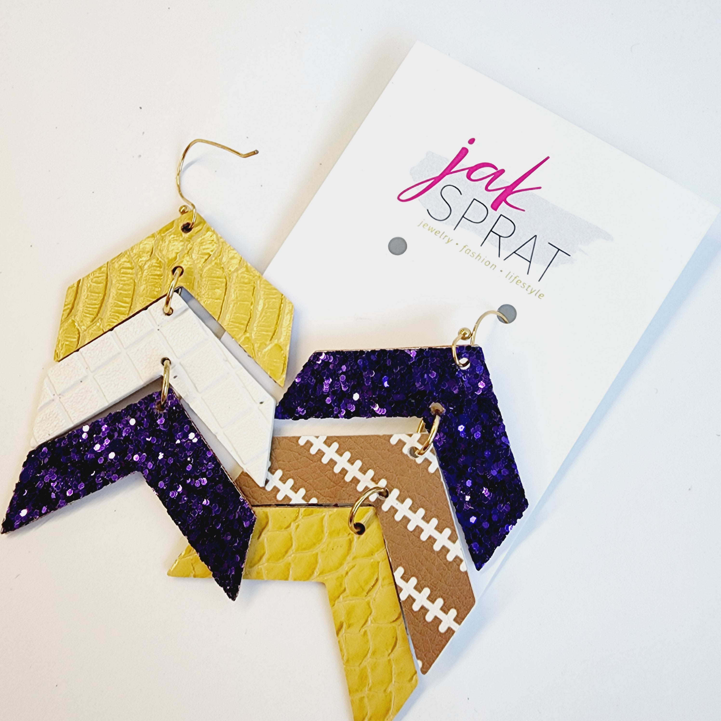 Team Earrings | Purple & Yellow | Chevron Cuties