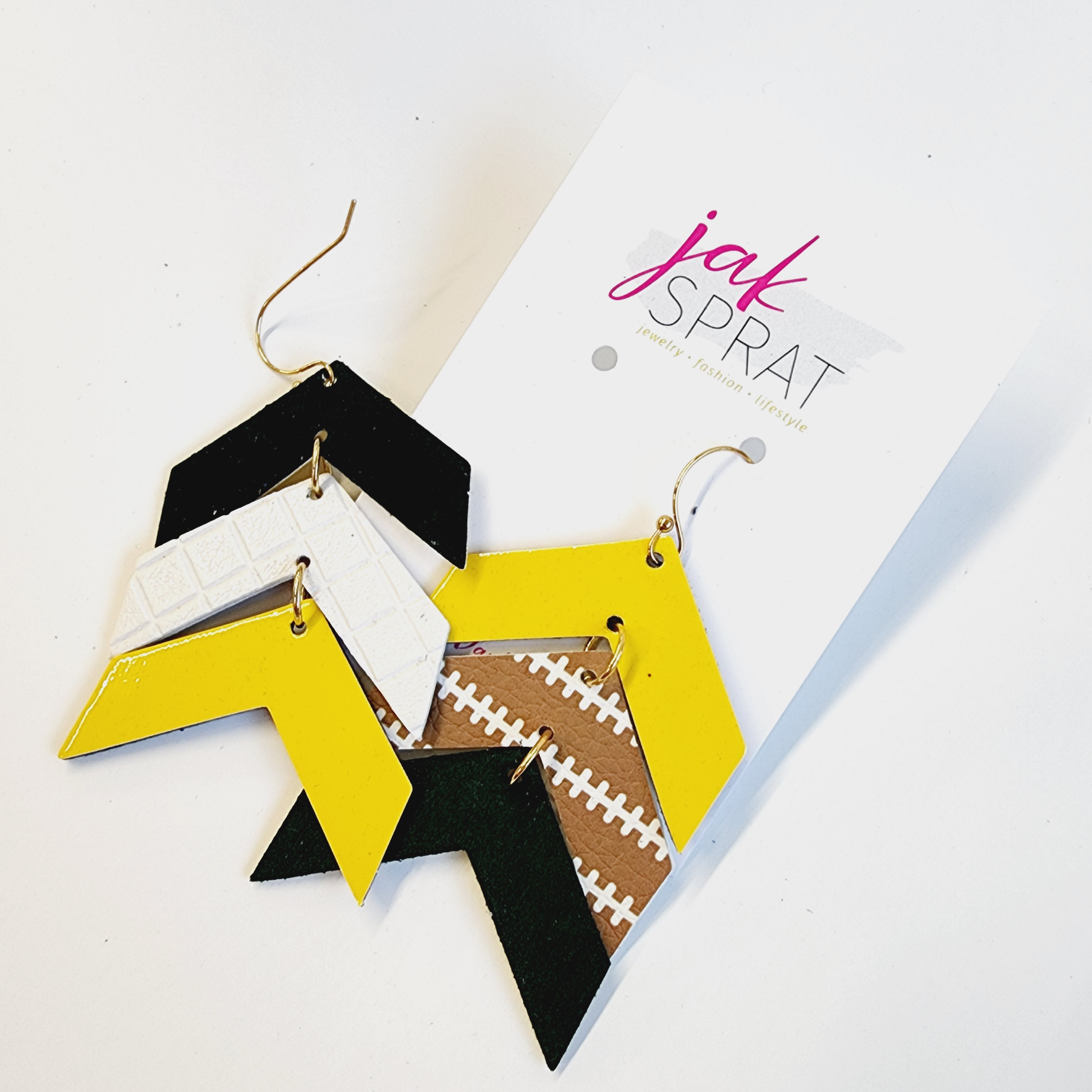 Team Earrings | Green & Yellow | Chevron Cuties