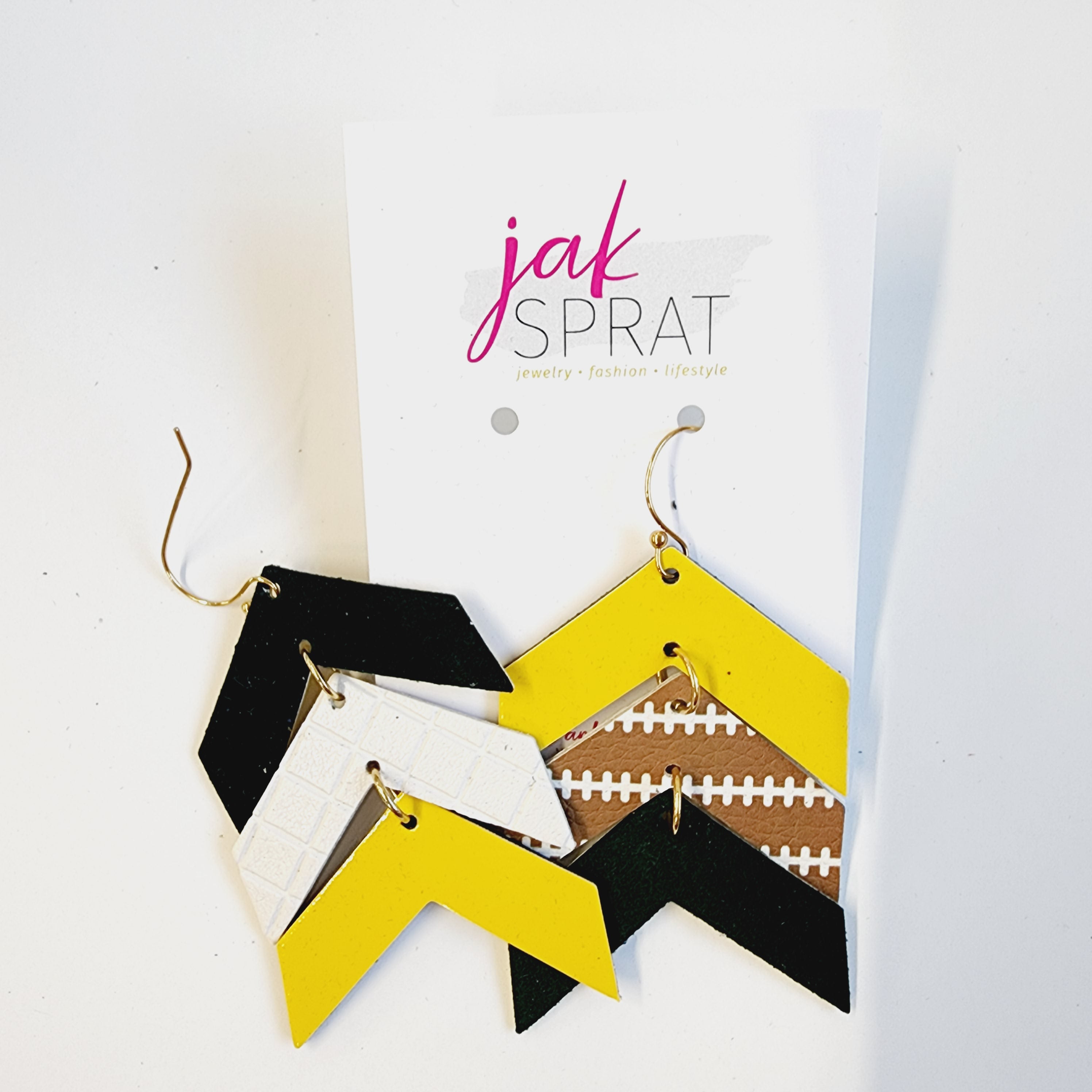 Team Earrings | Green & Yellow | Chevron Cuties