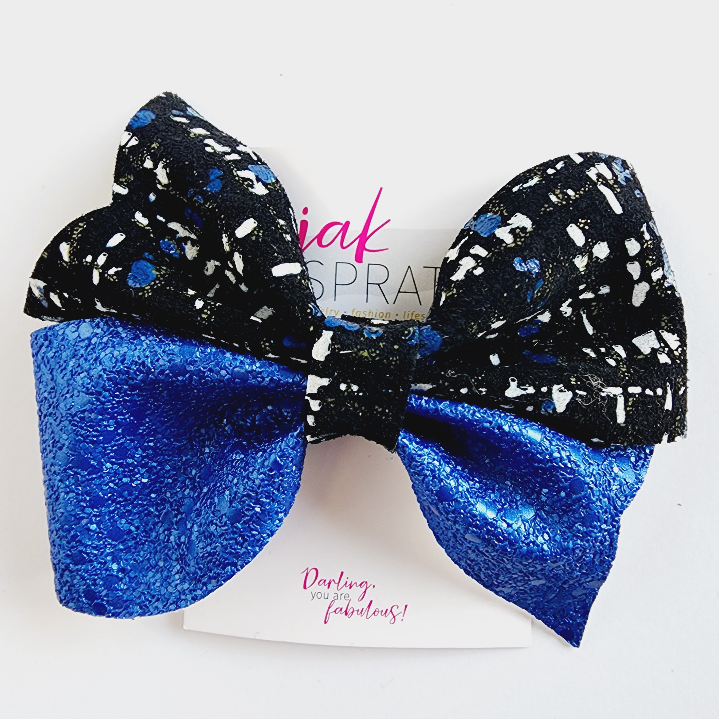 Bow | Black & Blue Sparkle |  KQ22A #9