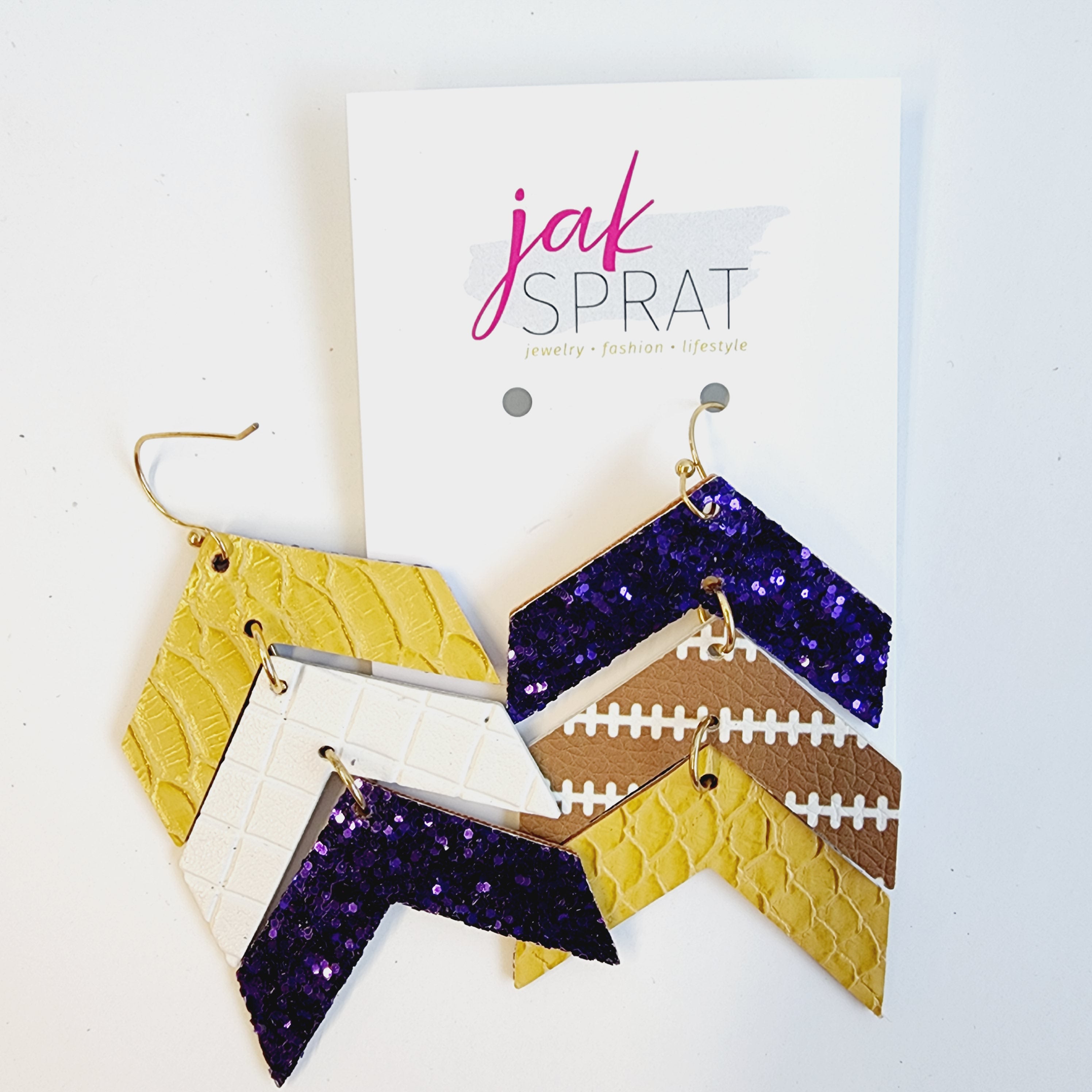 Team Earrings | Purple & Yellow | Chevron Cuties