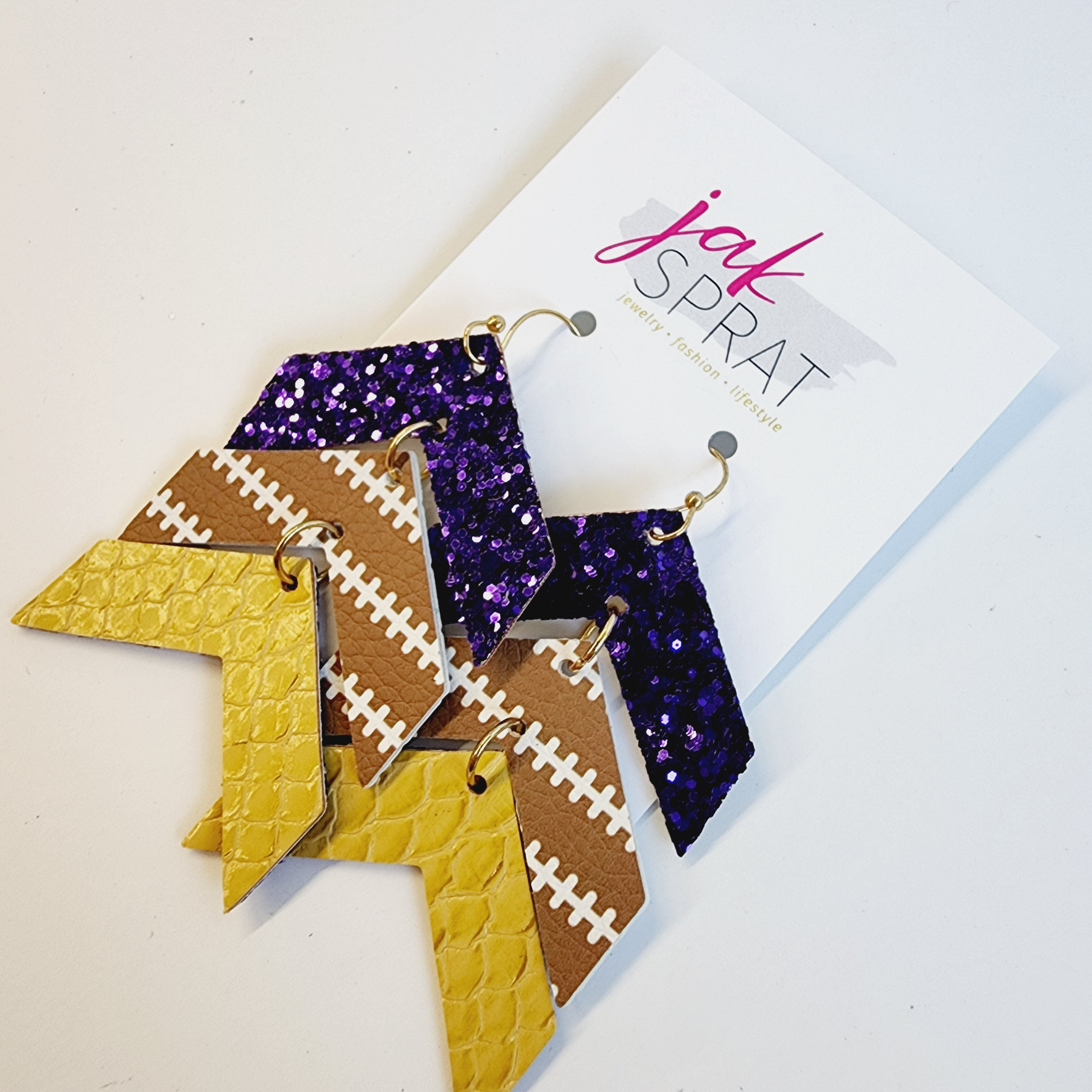 Team Earrings | Purple & Yellow | Chevron Cuties