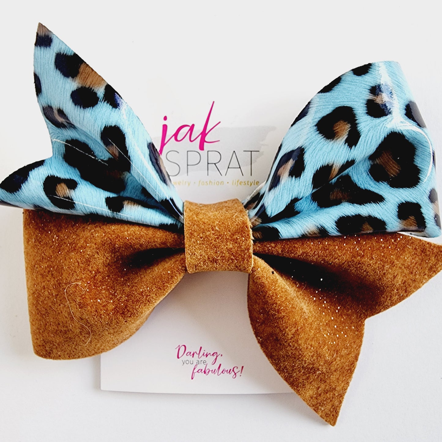 Bow | Brown Leather & Blue Leo |  KQ22A #10