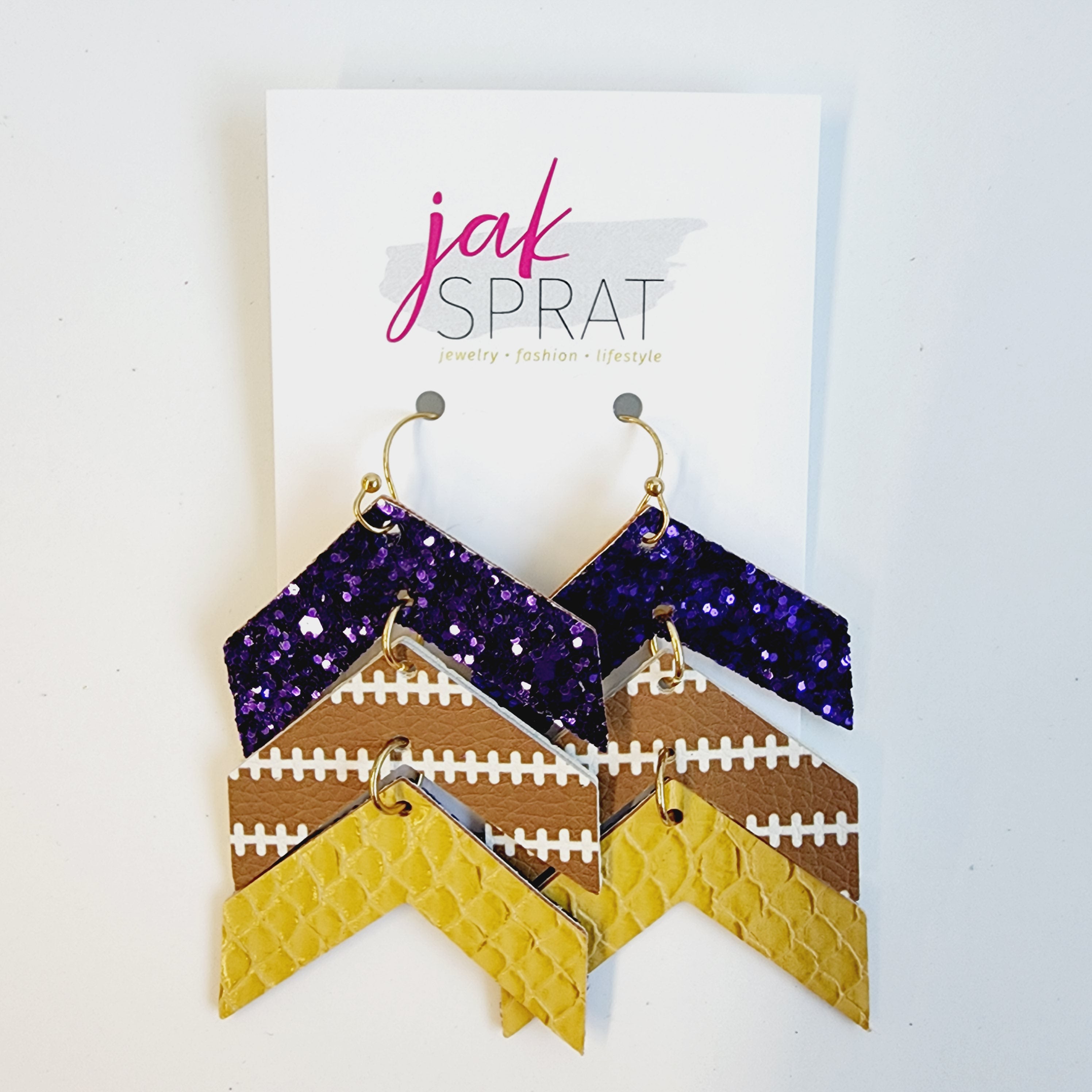 Team Earrings | Purple & Yellow | Chevron Cuties