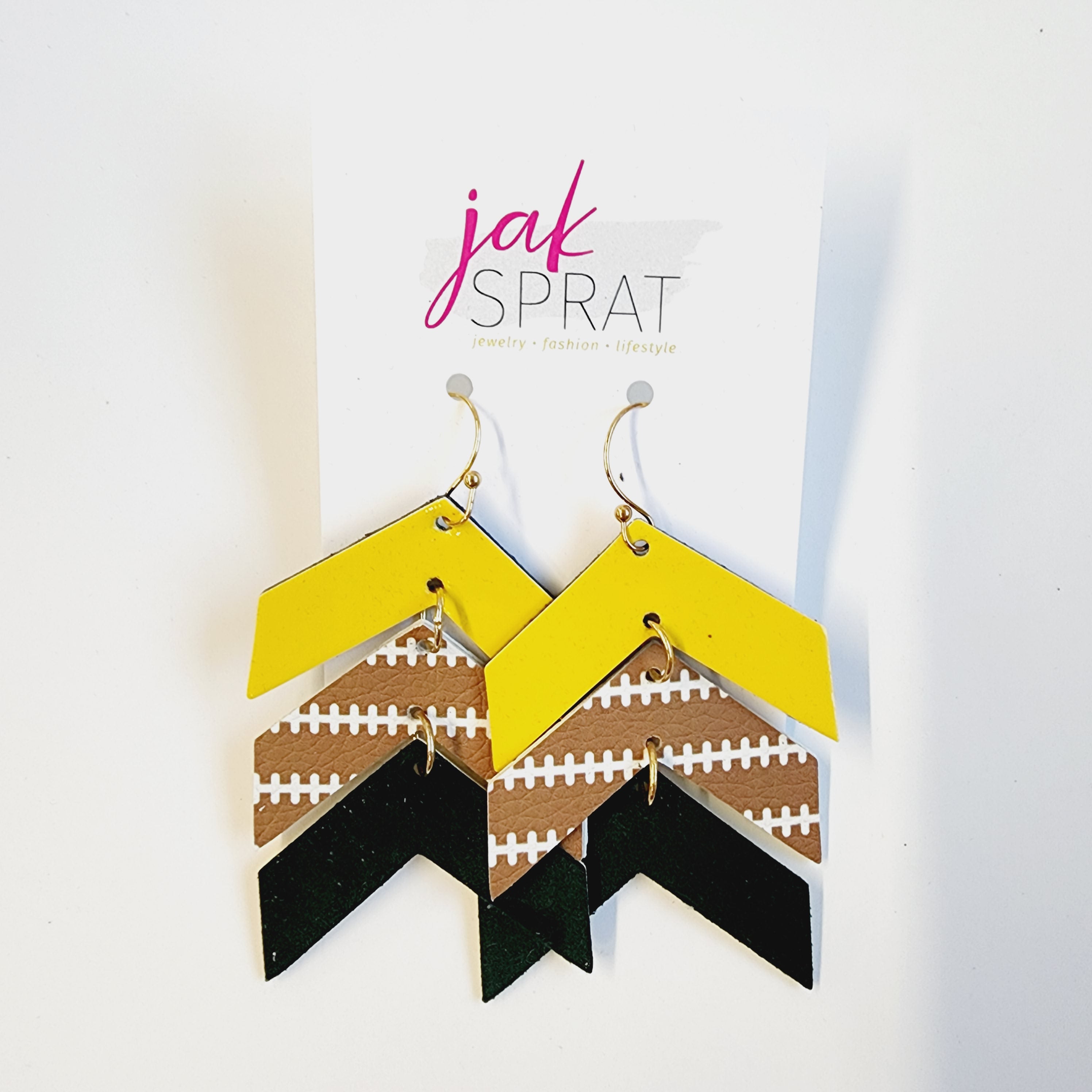 Team Earrings | Green & Yellow | Chevron Cuties