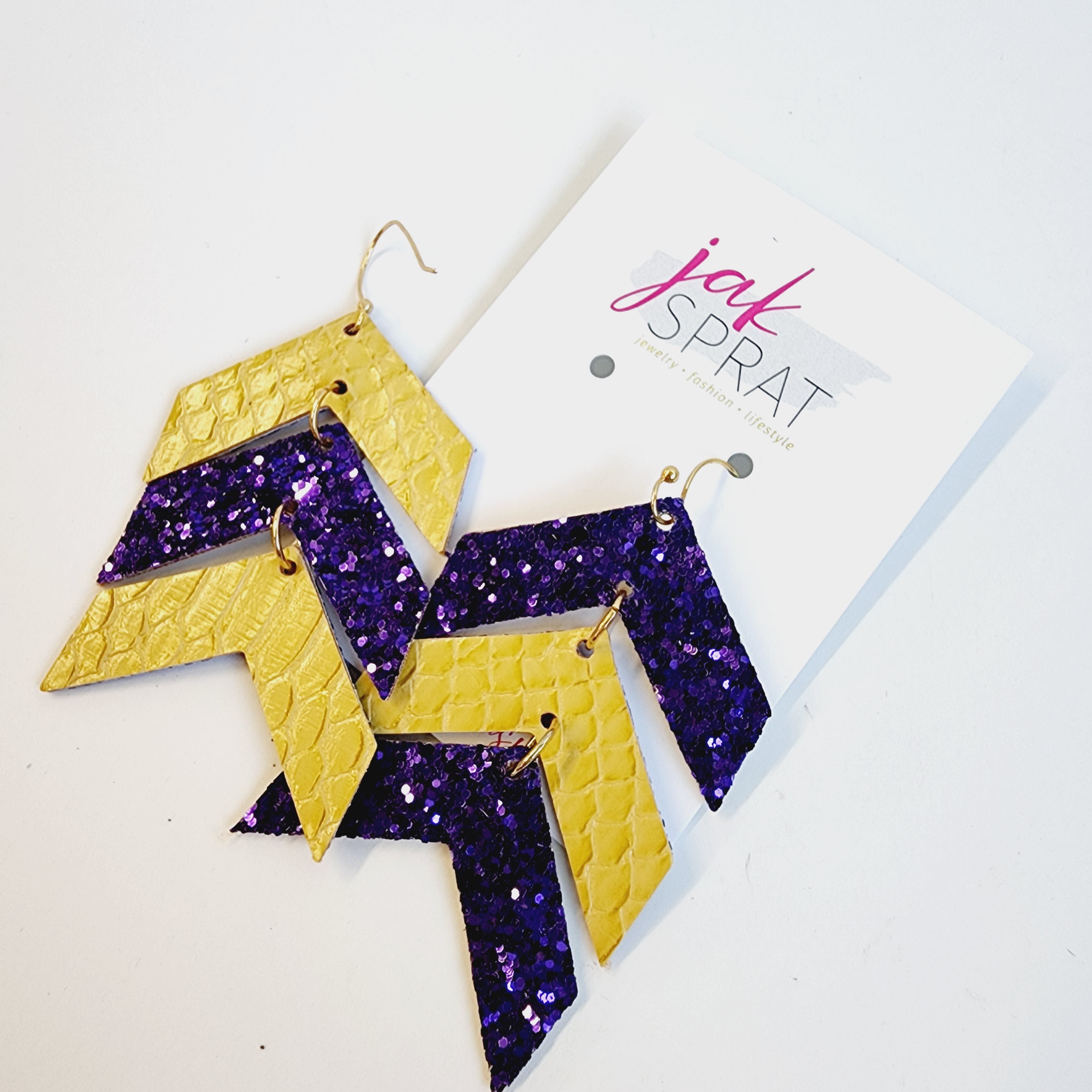 Team Earrings | Purple & Yellow | Chevron Cuties