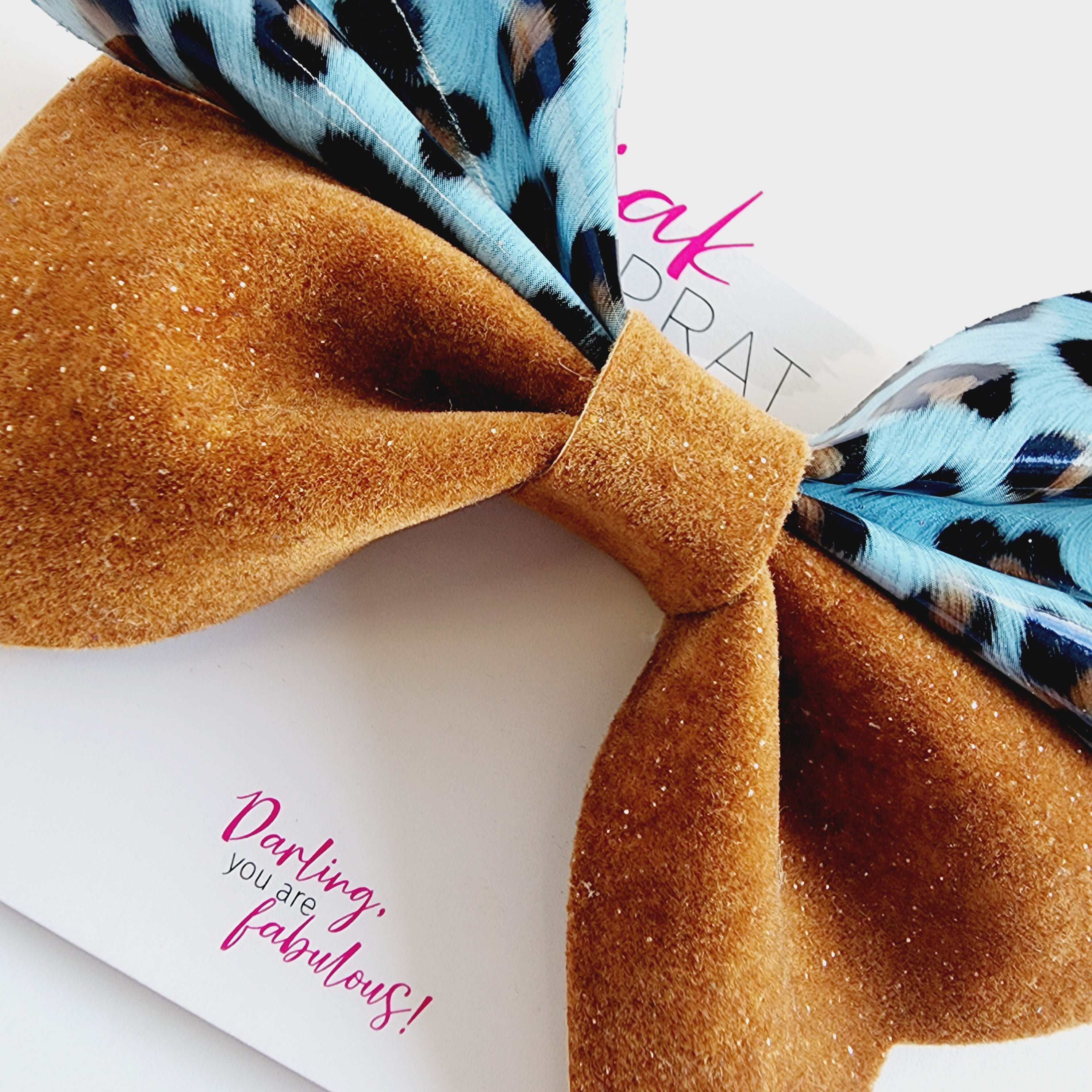 Bow | Brown Leather & Blue Leo |  KQ22A #10