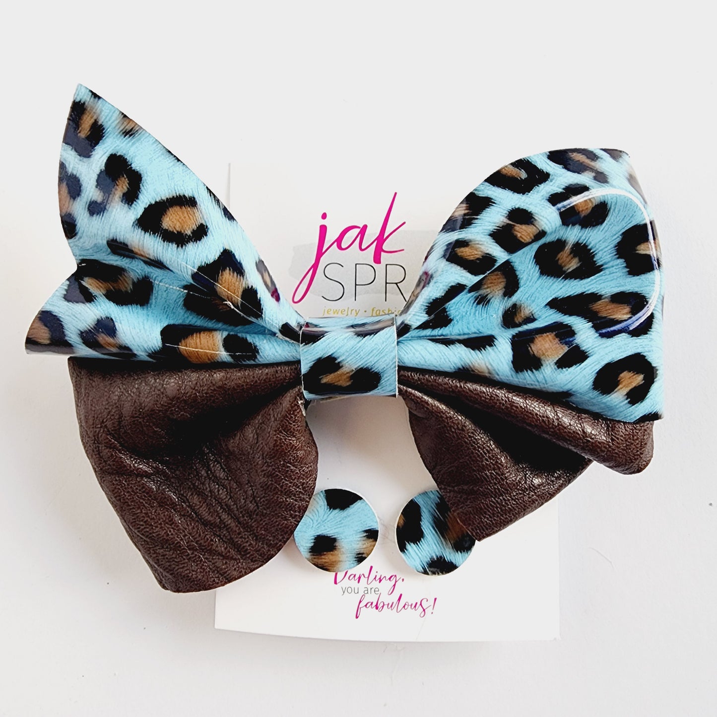 Bow & Earring Set | Brown & Blue | KQ22A #5