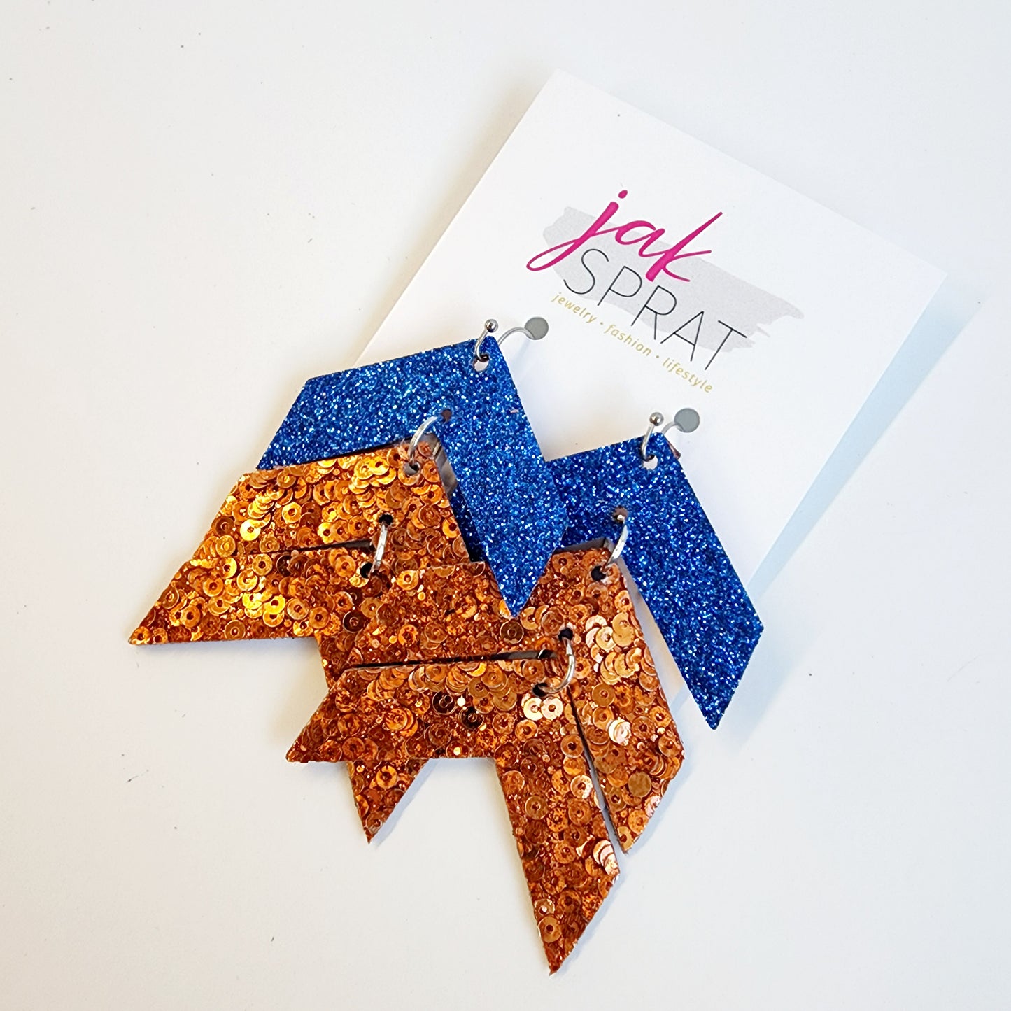 Team Earrings | Blue & Orange | Chevron Cuties