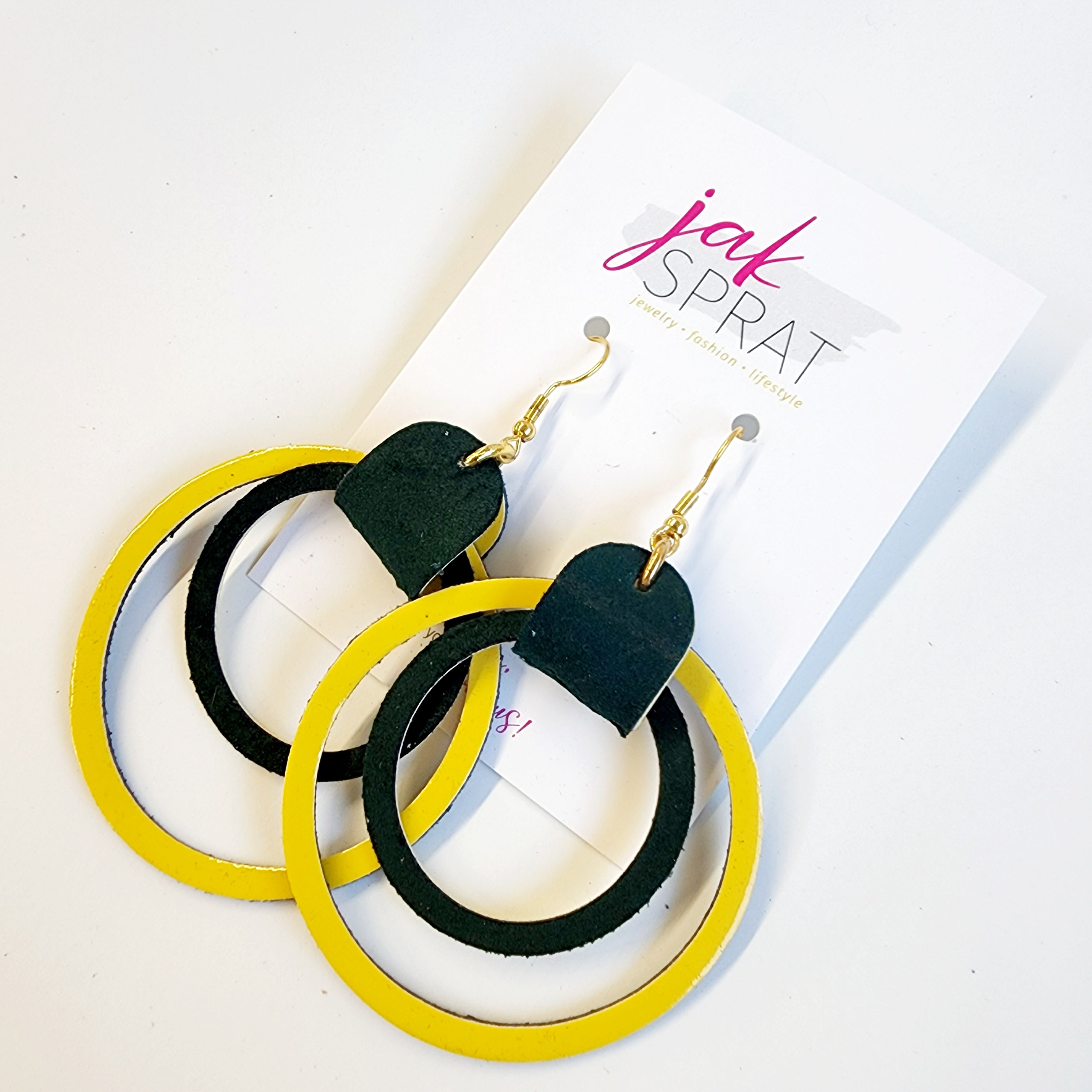 Team Earrings | Green & Yellow