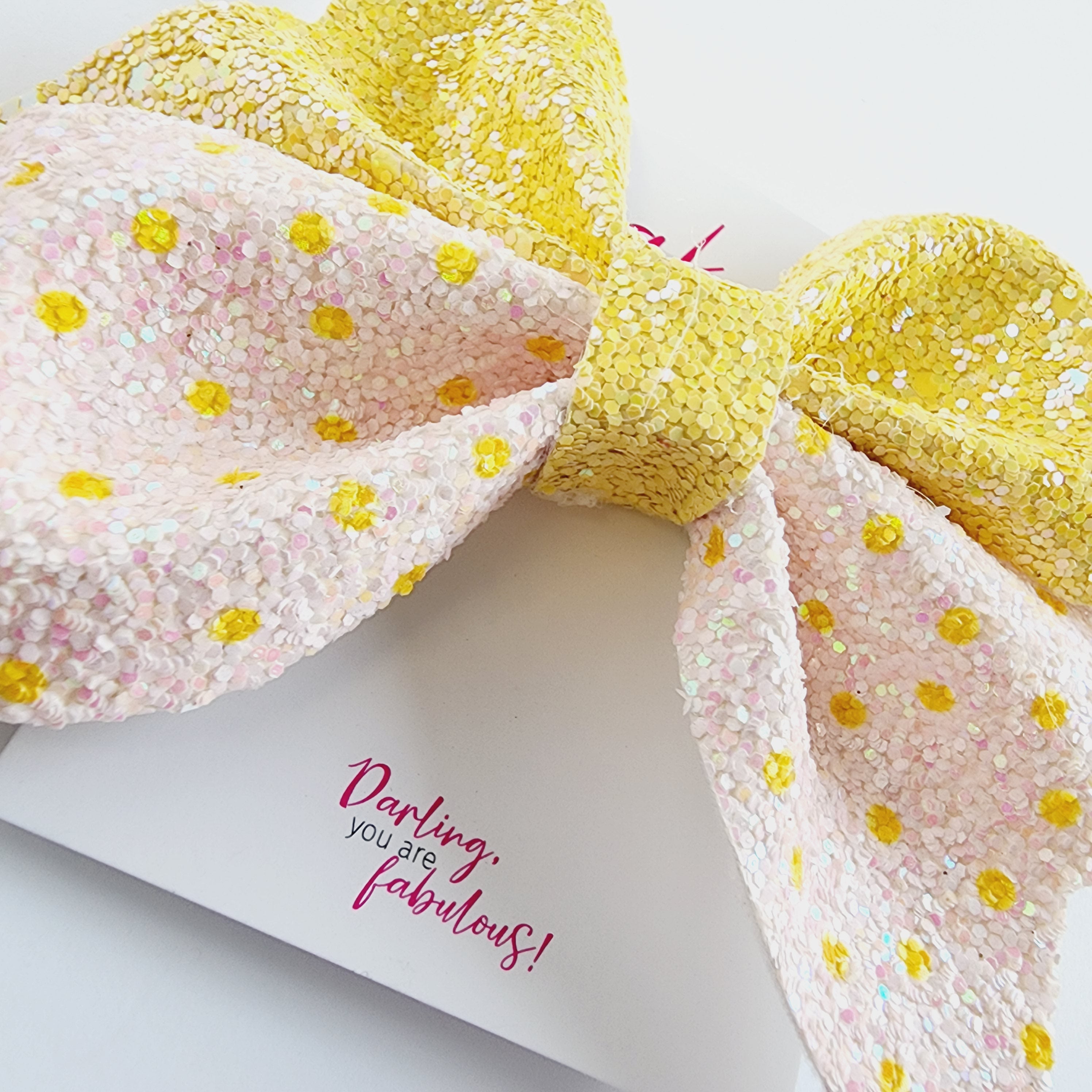 Bow | Yellow Sparkle & Polka |  KQ22A #16