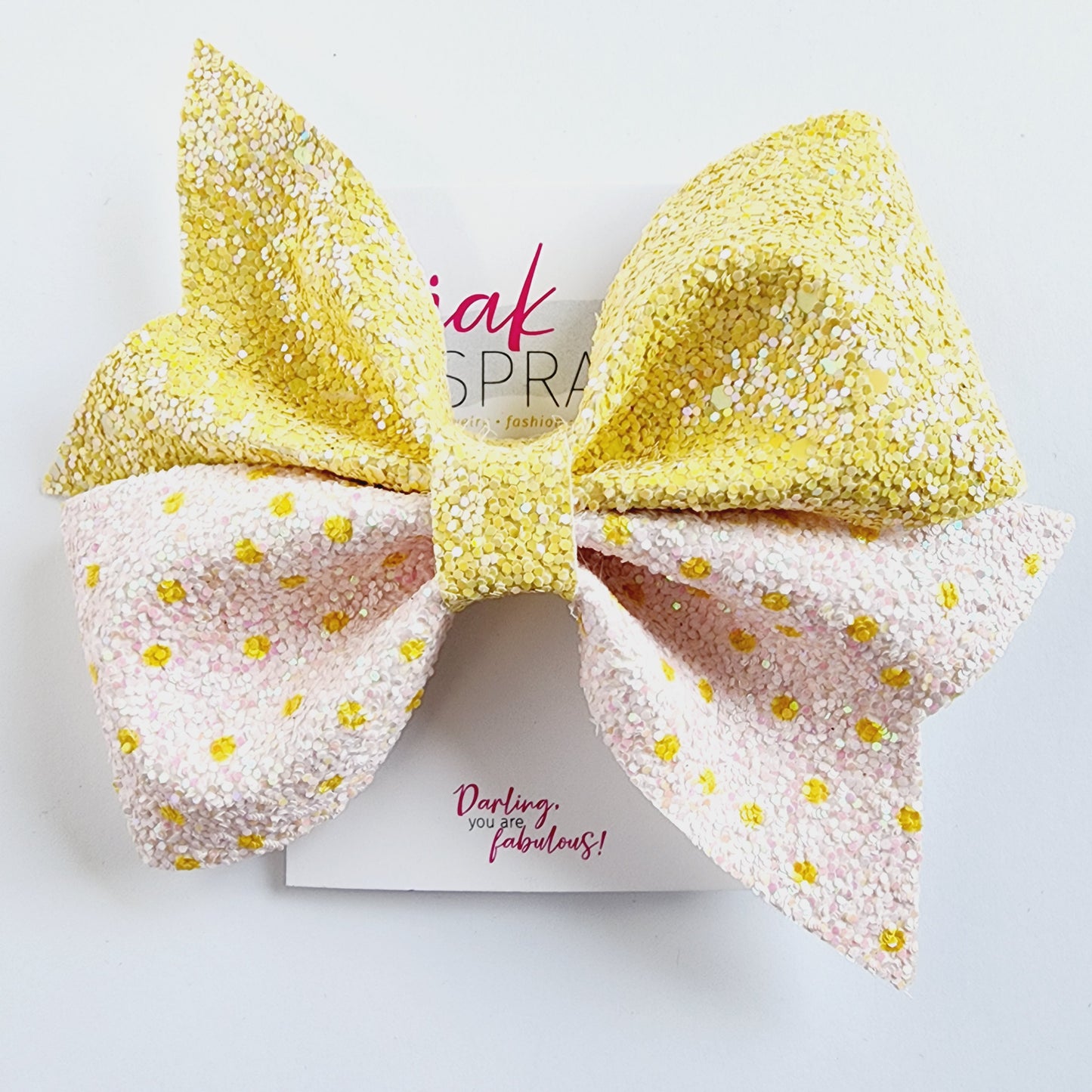 Bow | Yellow Sparkle & Polka |  KQ22A #16