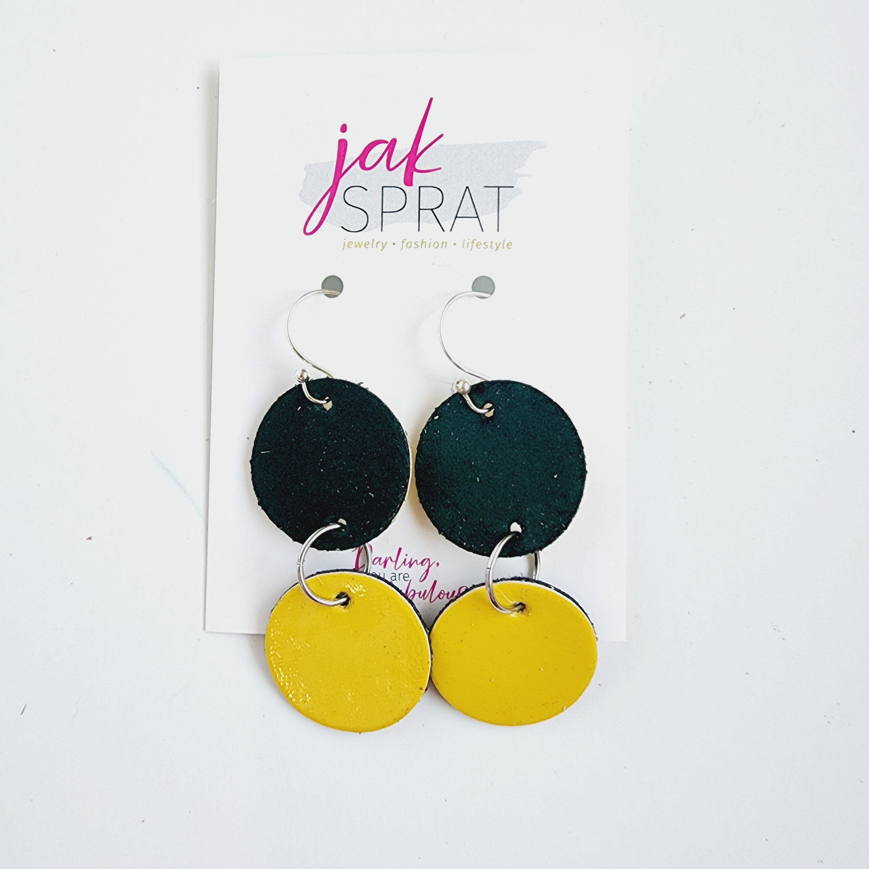 Team Earrings | Green & Yellow