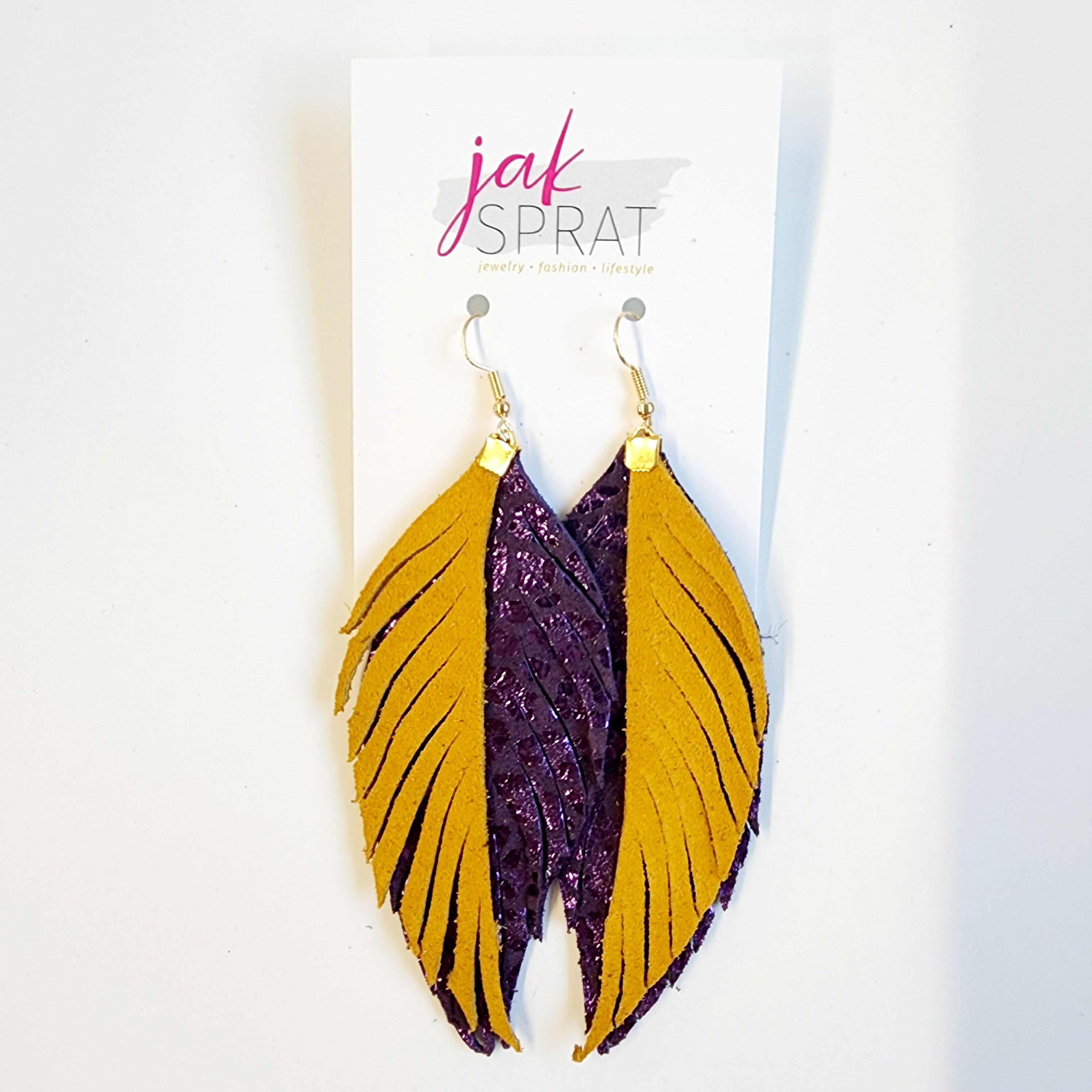 Team Earrings | Purple & Yellow