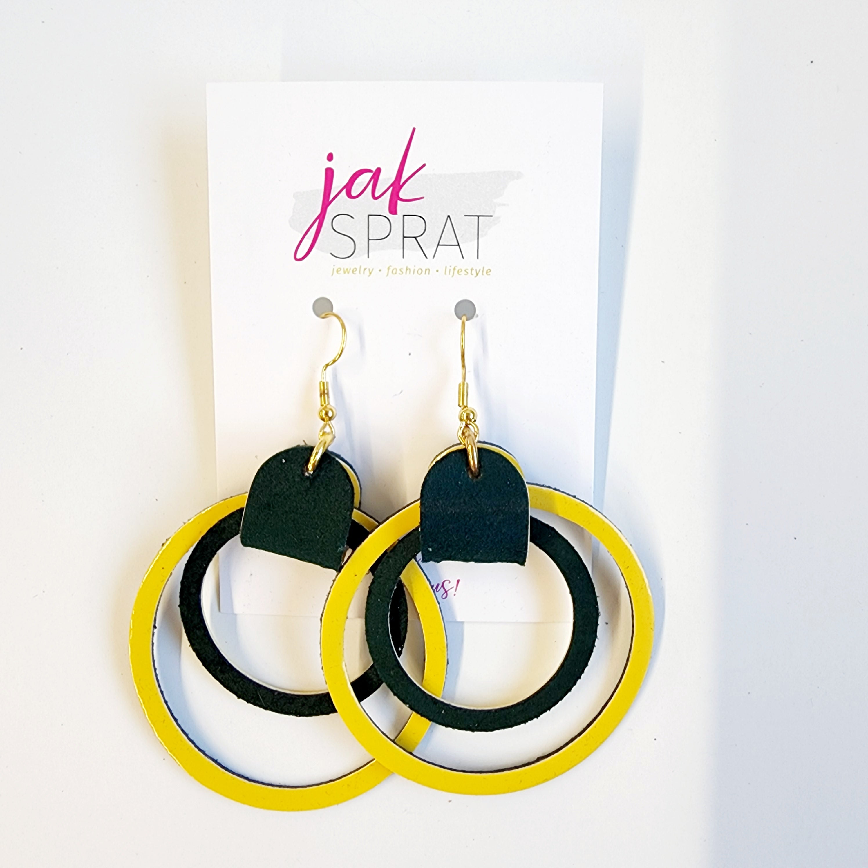 Team Earrings | Green & Yellow