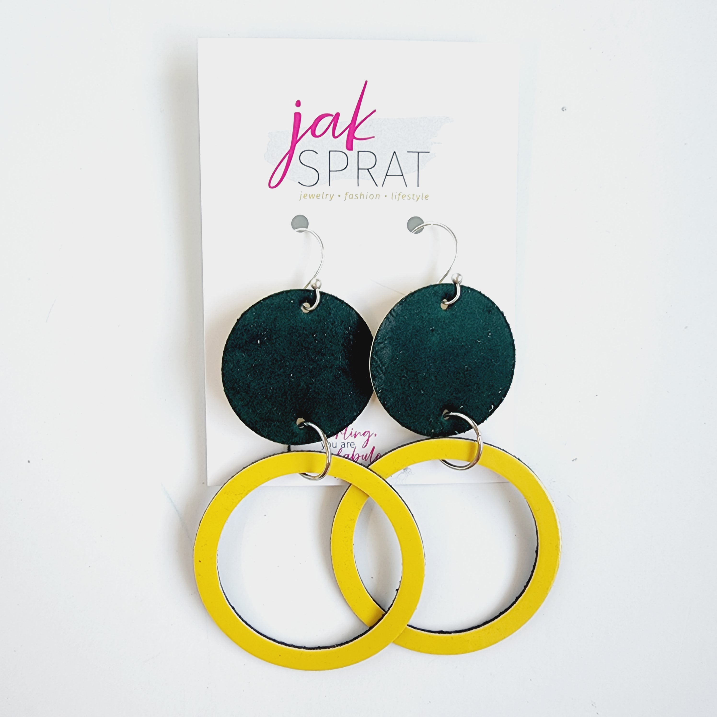 Team Earrings | Green & Yellow