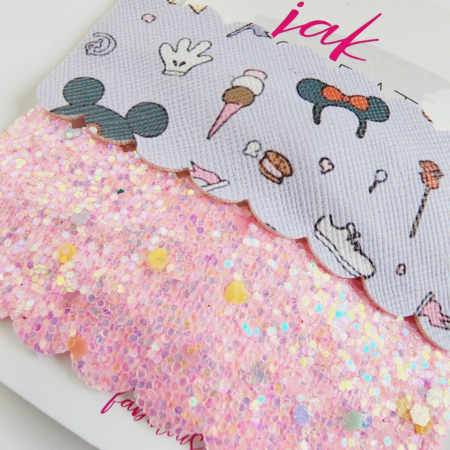 Hair Clips | Micky Mouse & Pink Glitter | KQ22A #18