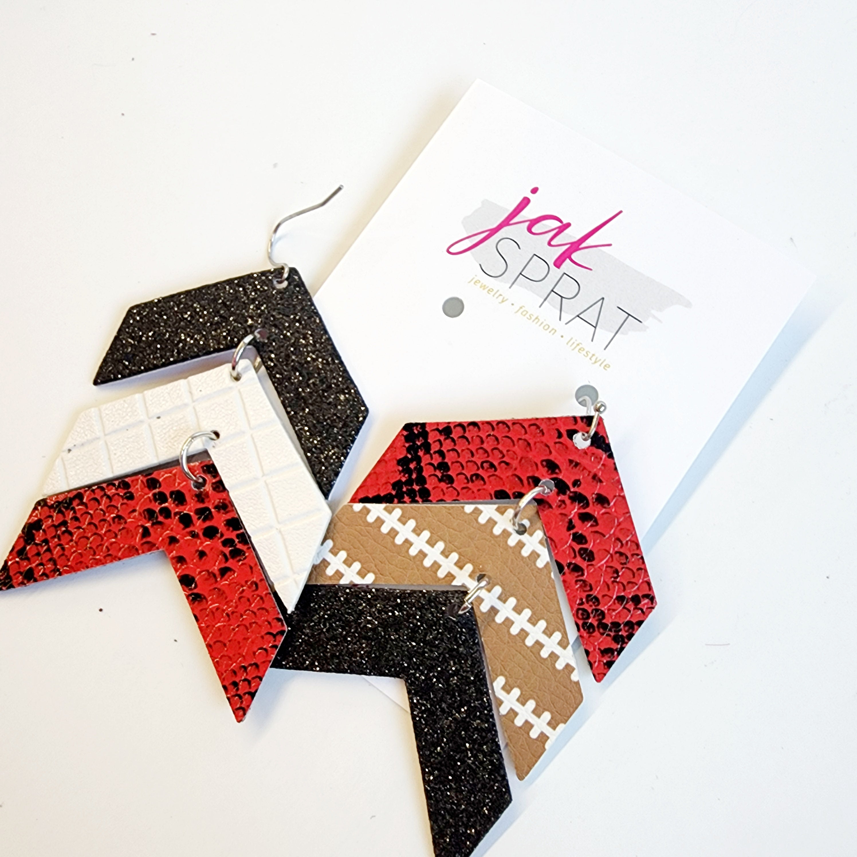 Team Earrings | Red & Black | Chevron Cuties