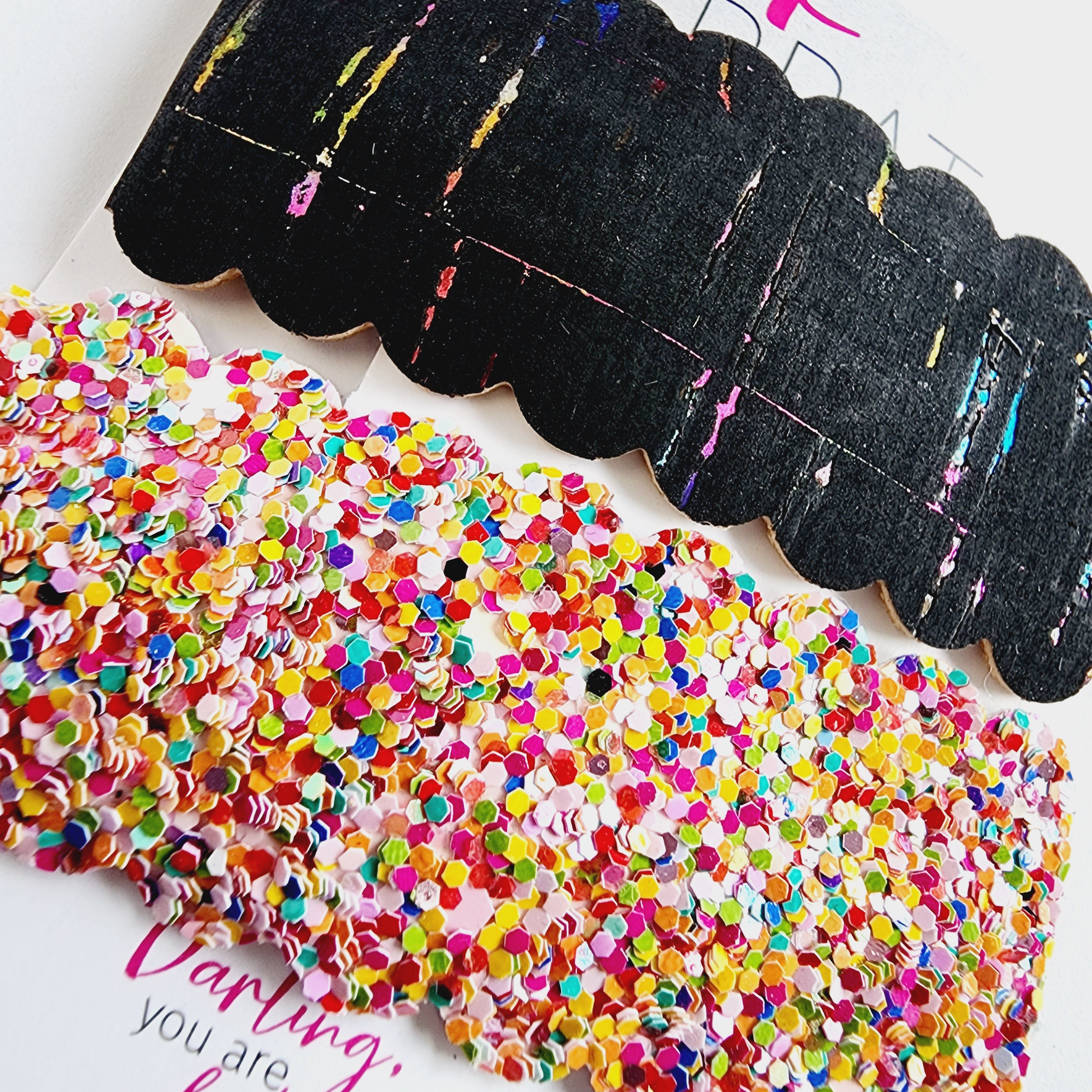 Hair Clips | Black & Bright Glitter | KQ22A #25