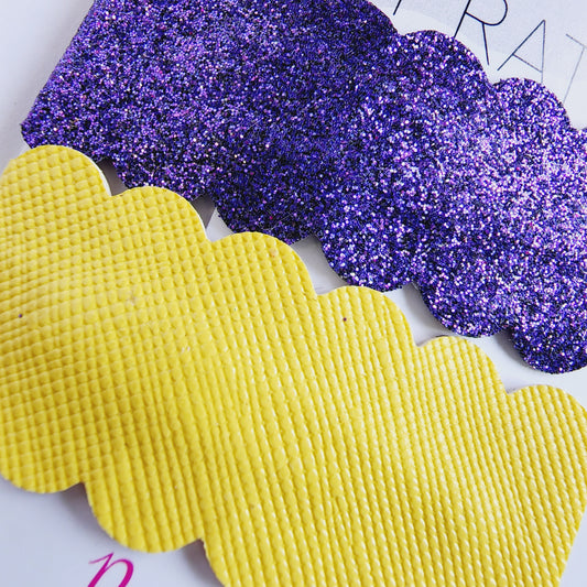 Hair Clips | Yellow Leather & Purple Sparkle | KQ22A #23