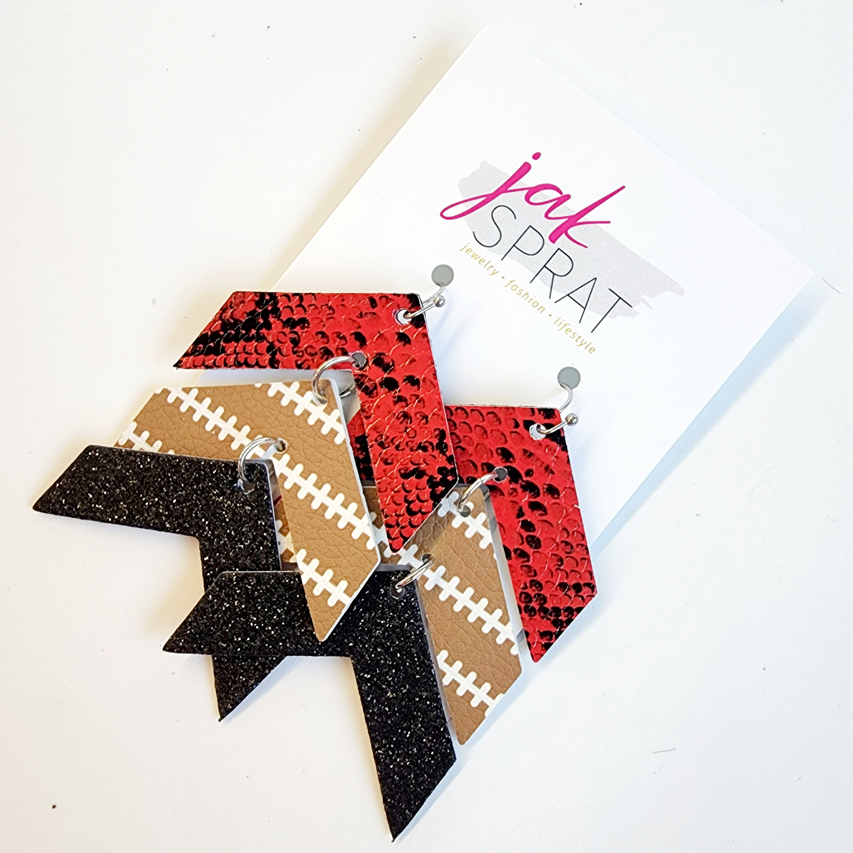 Team Earrings | Red & Black | Chevron Cuties