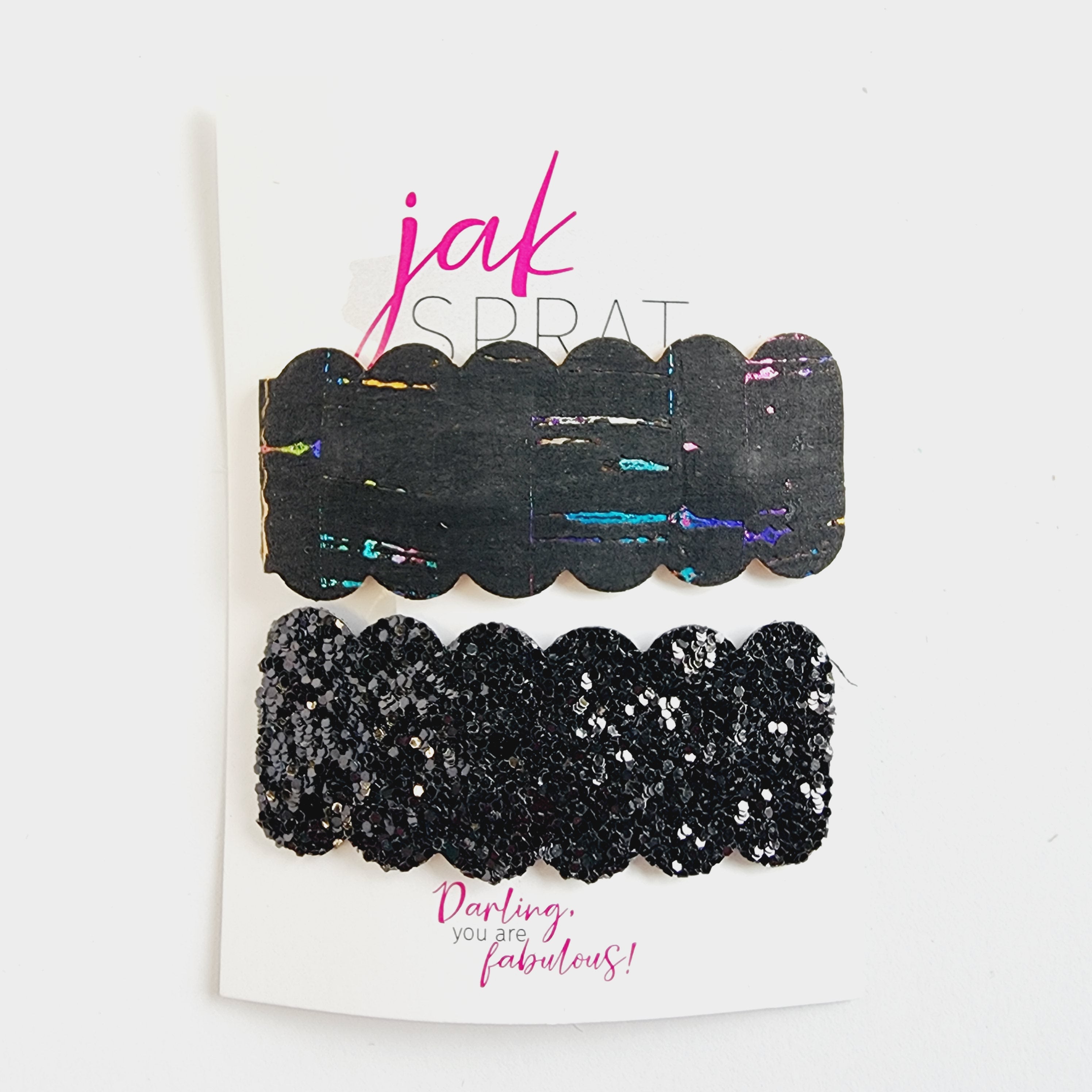 Hair Clips | Black Sparkle | KQ22A #24